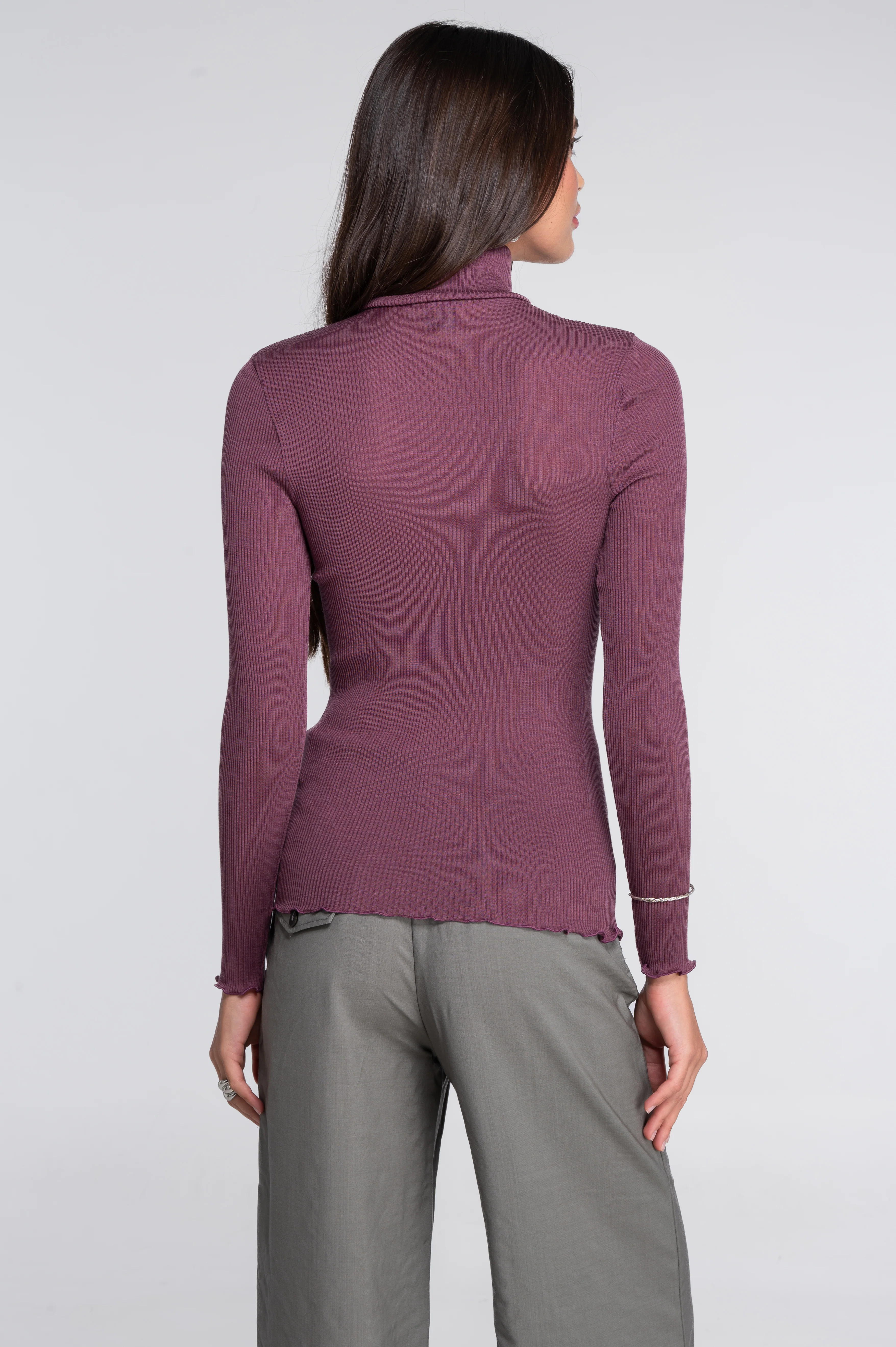 Wool and silk long sleeves turtleneck shirt 3438 - Image 8
