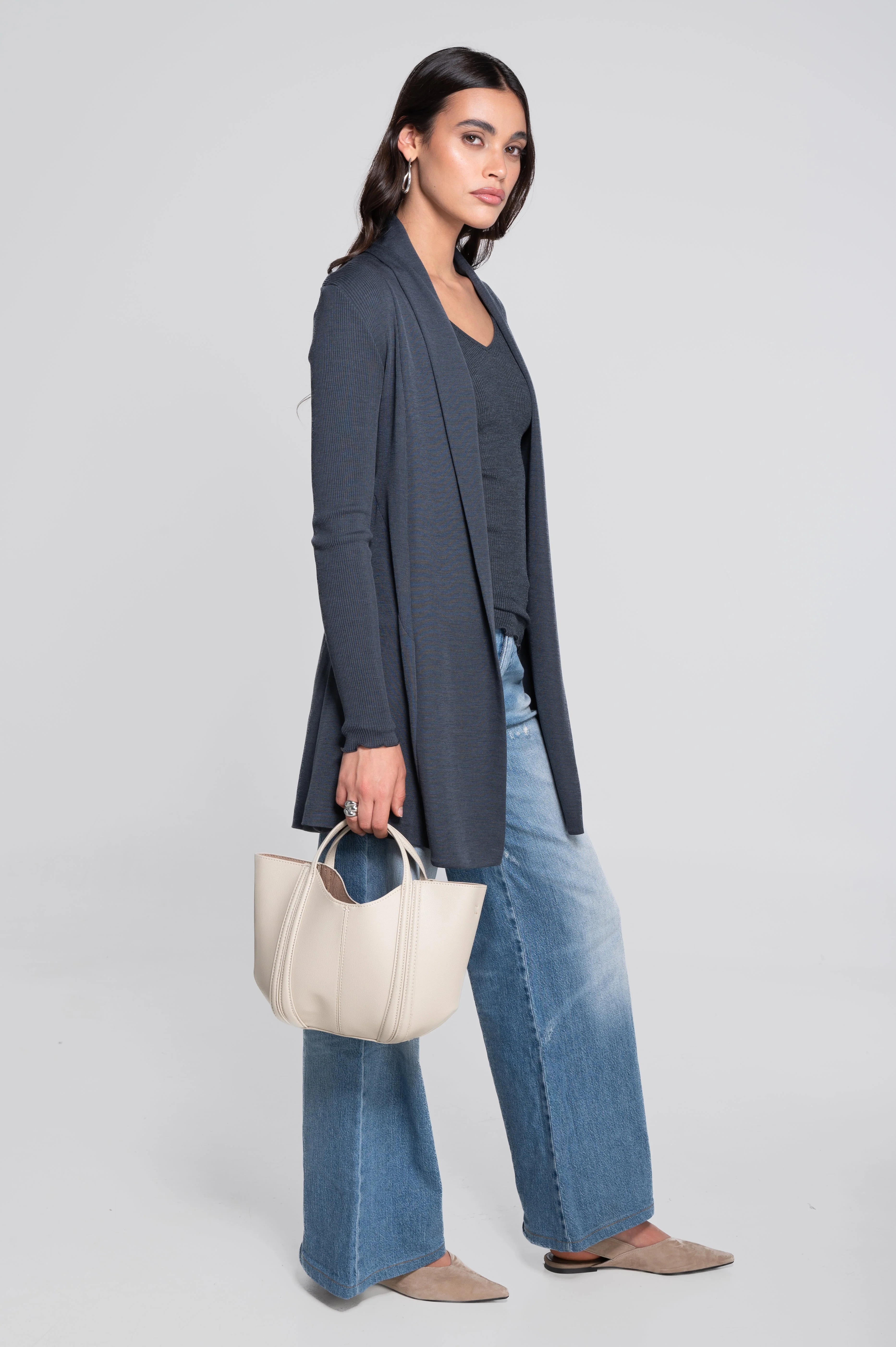 Wool and silk long sleeves cardigan 3463 - Image 10