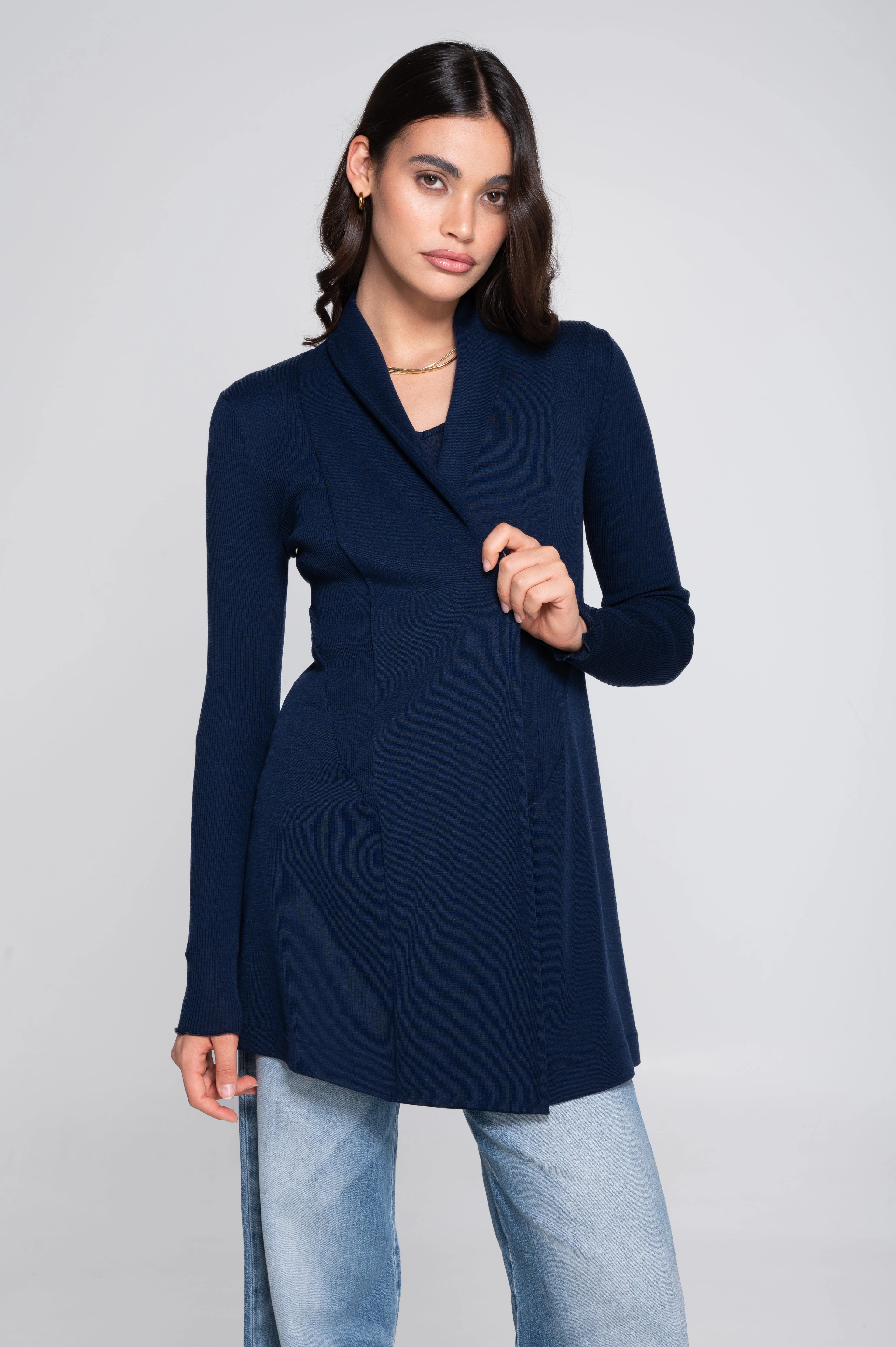 Wool and silk long sleeves cardigan 3463 - Image 12