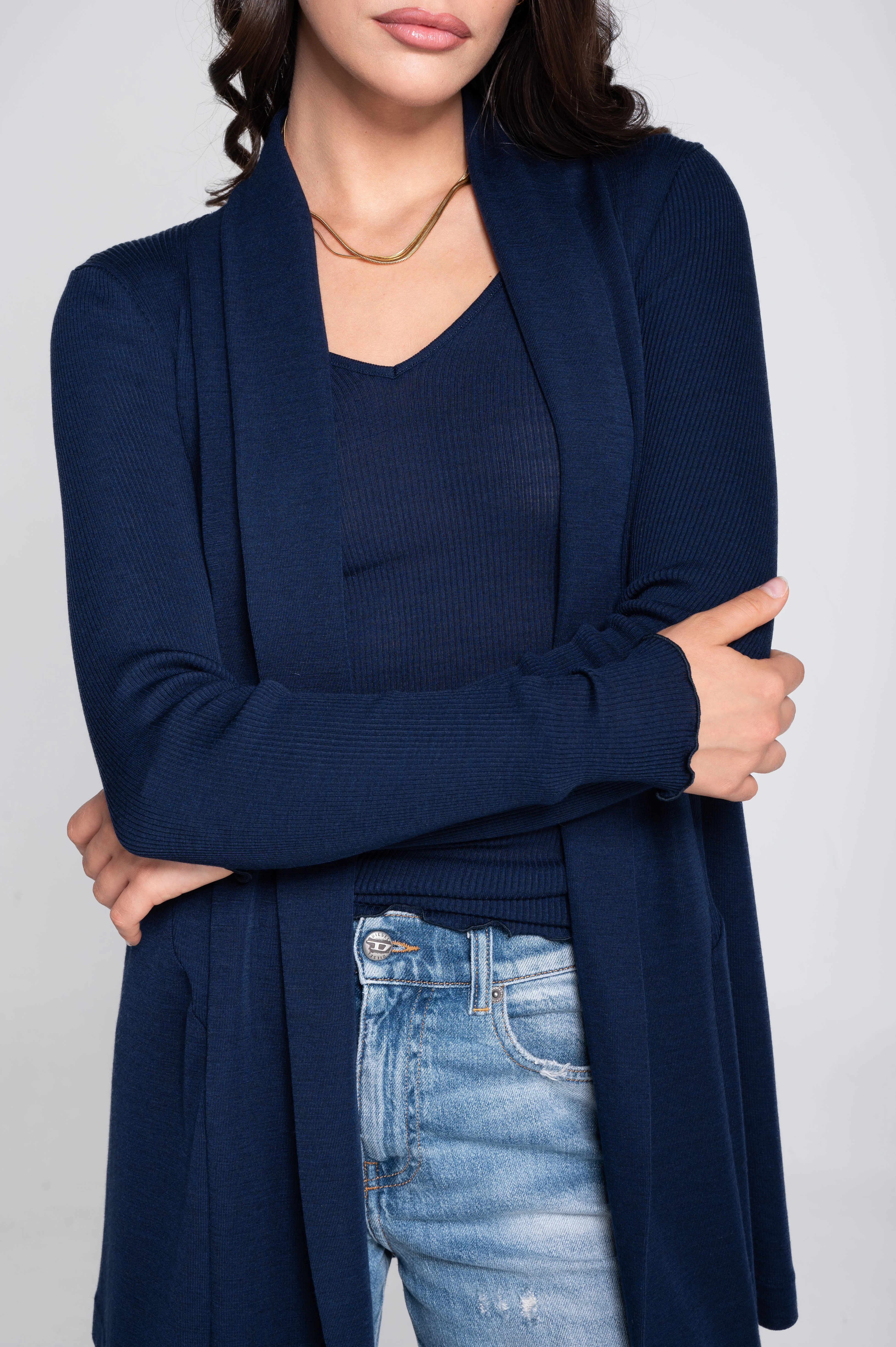 Wool and silk long sleeves cardigan 3463 - Image 14