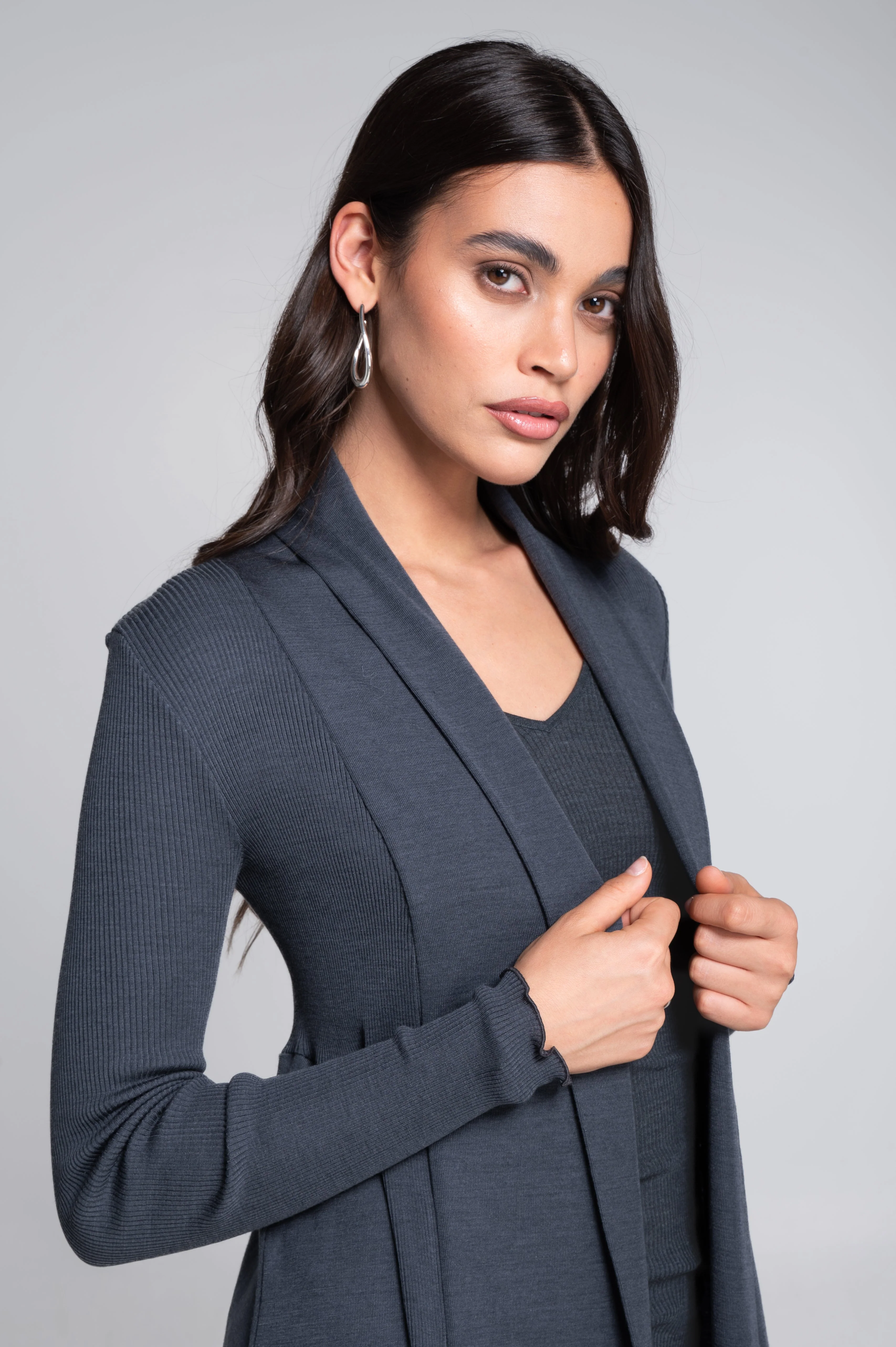 Wool and silk long sleeves cardigan 3463 - Image 8