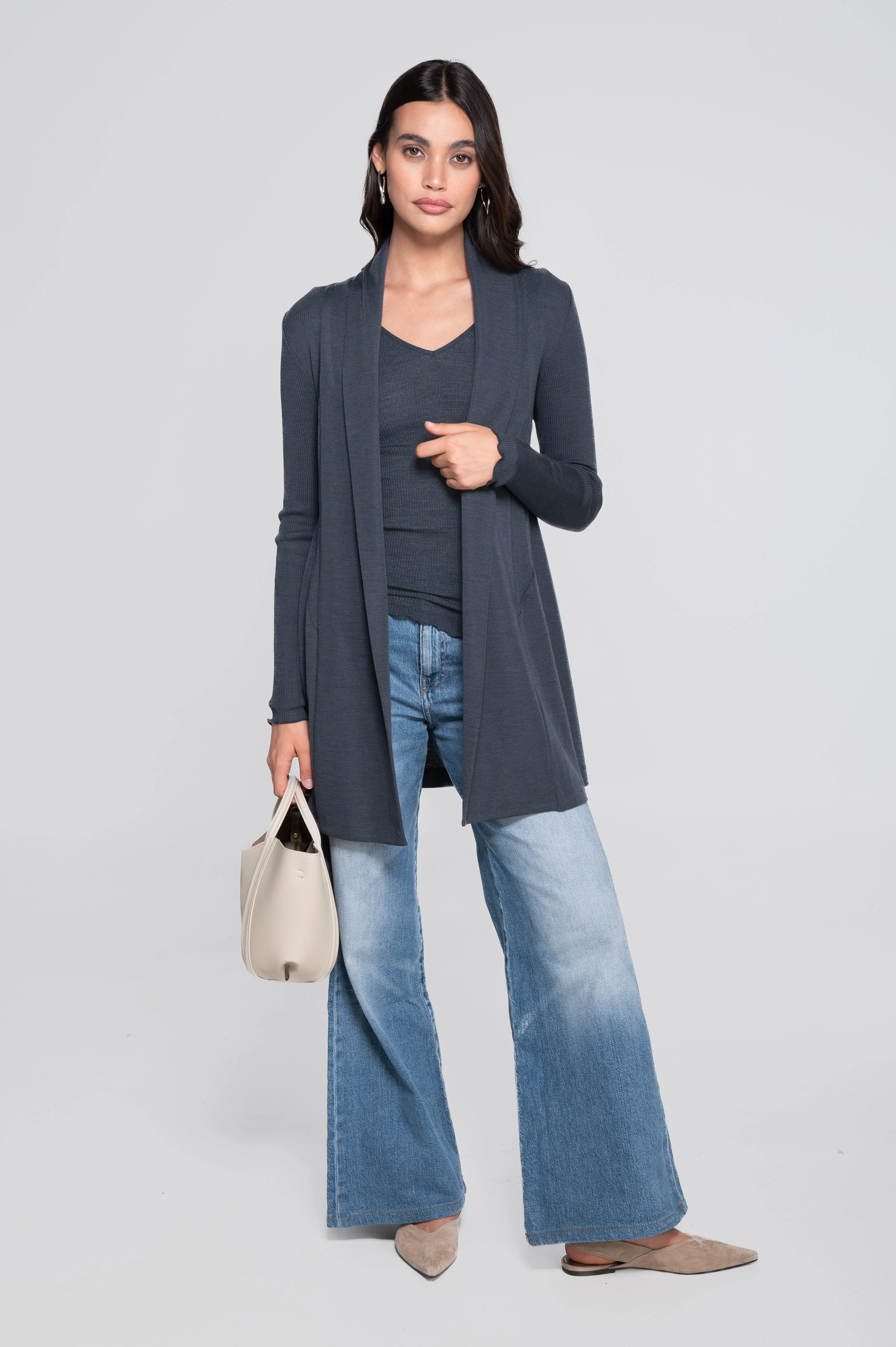 Wool and silk long sleeves cardigan 3463 - Image 9