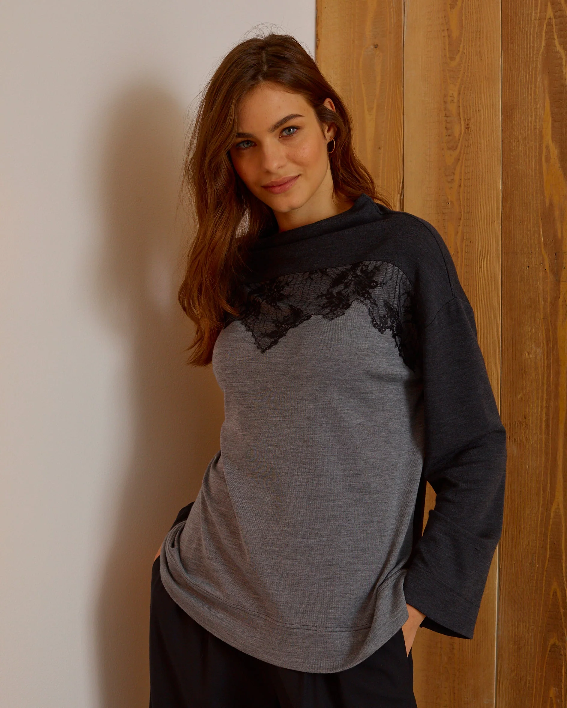 Long Sleeves Turtleneck Woman Wool & Silk 5670 - Image 2