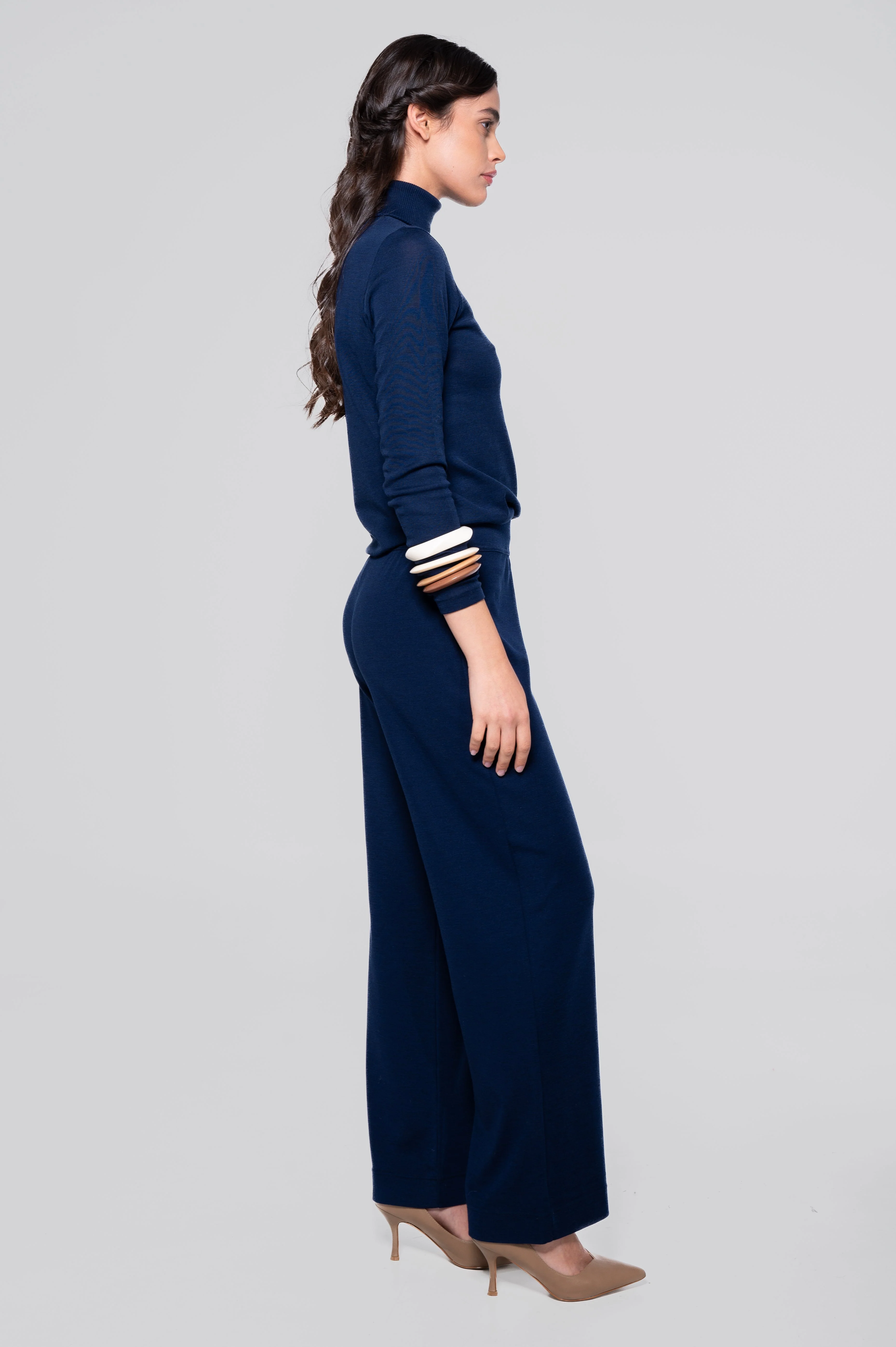 Wide-leg wool and silk trousers 5681 - Image 8