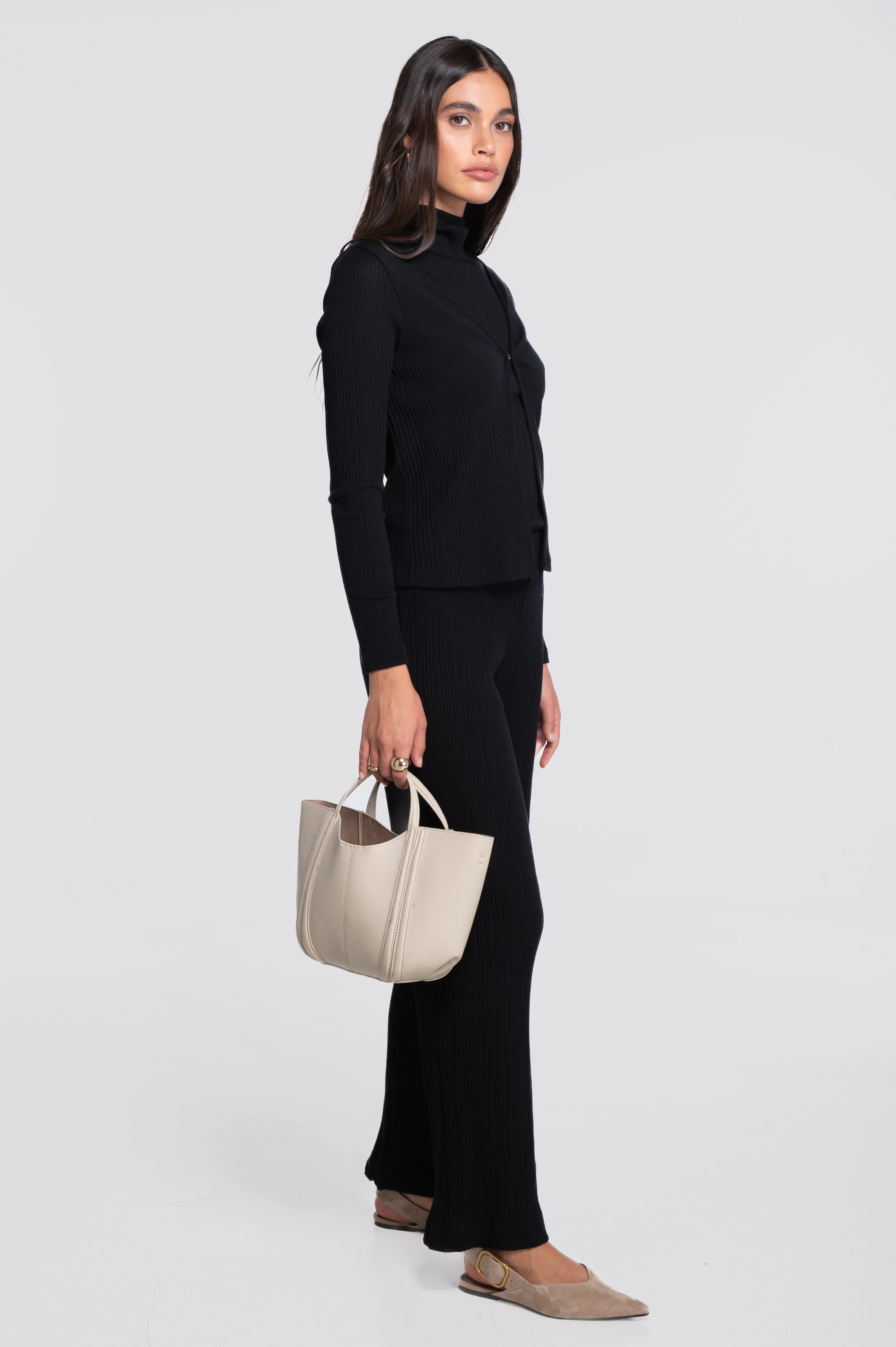 Wool and silk long sleeves cardigan with irregular rib 7464 - Image 5