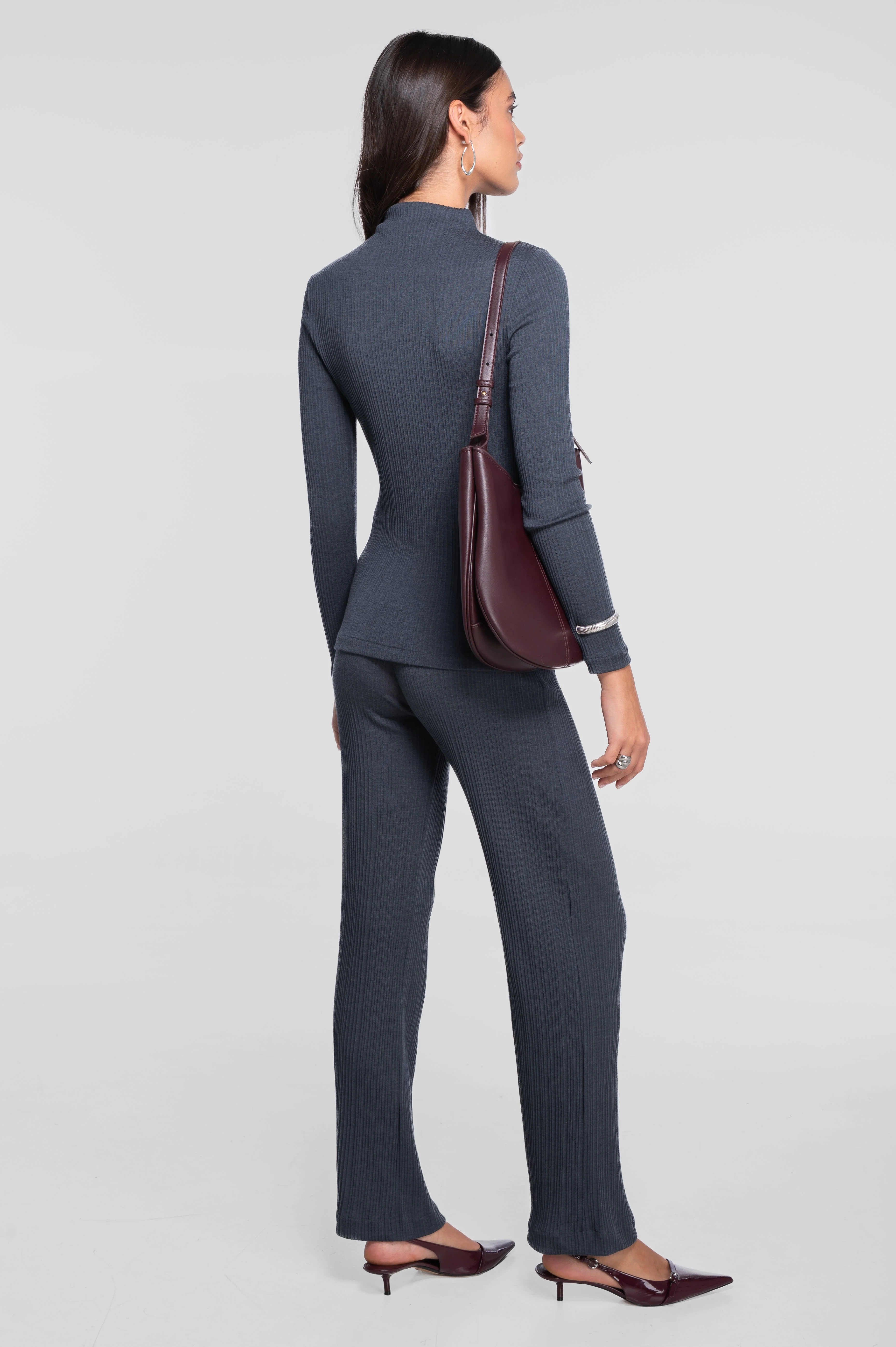 Wool and silk long sleeves mock neck shirt 7466 - Image 12