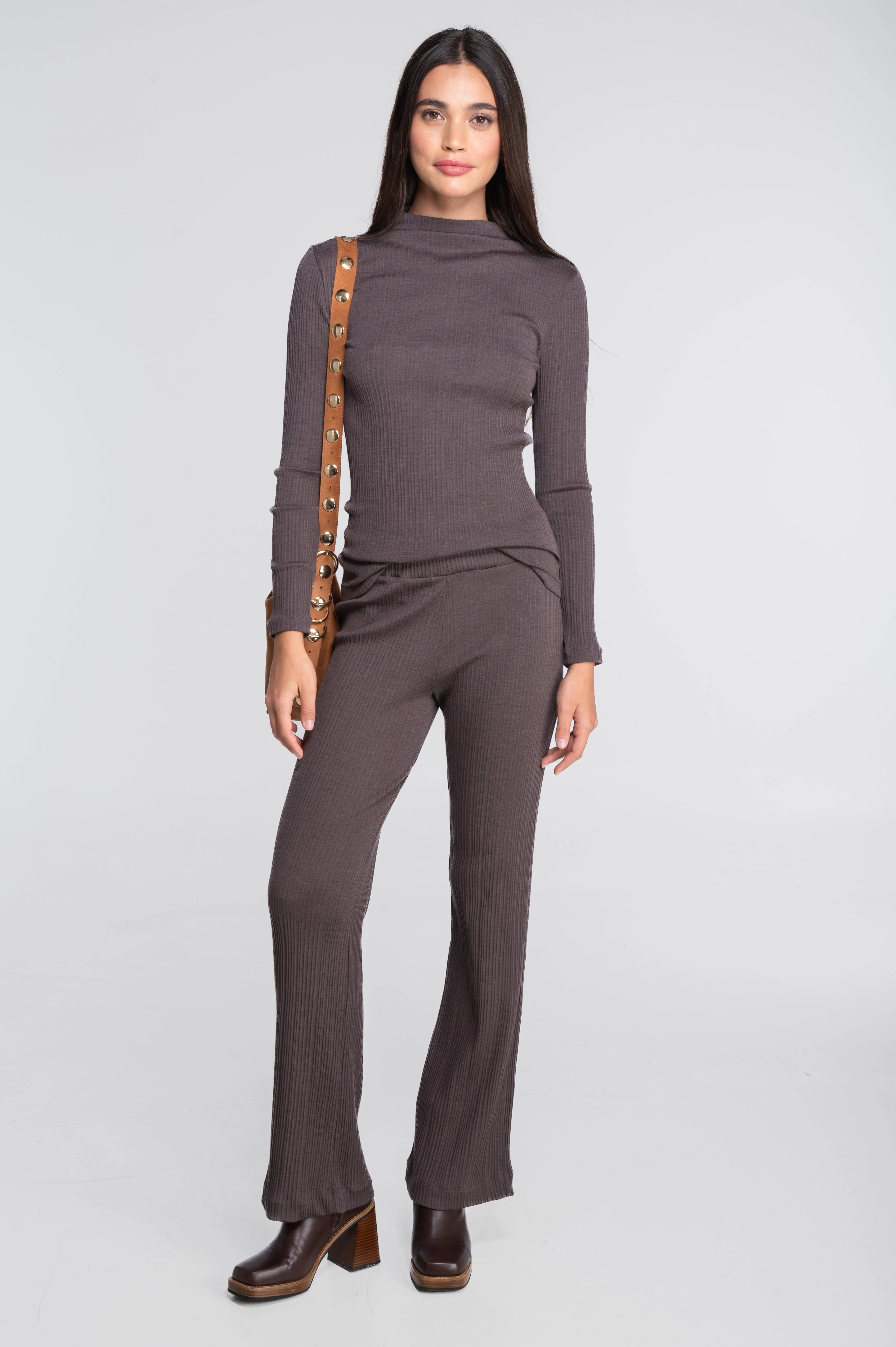Wool and silk long sleeves mock neck shirt 7466 - Image 16