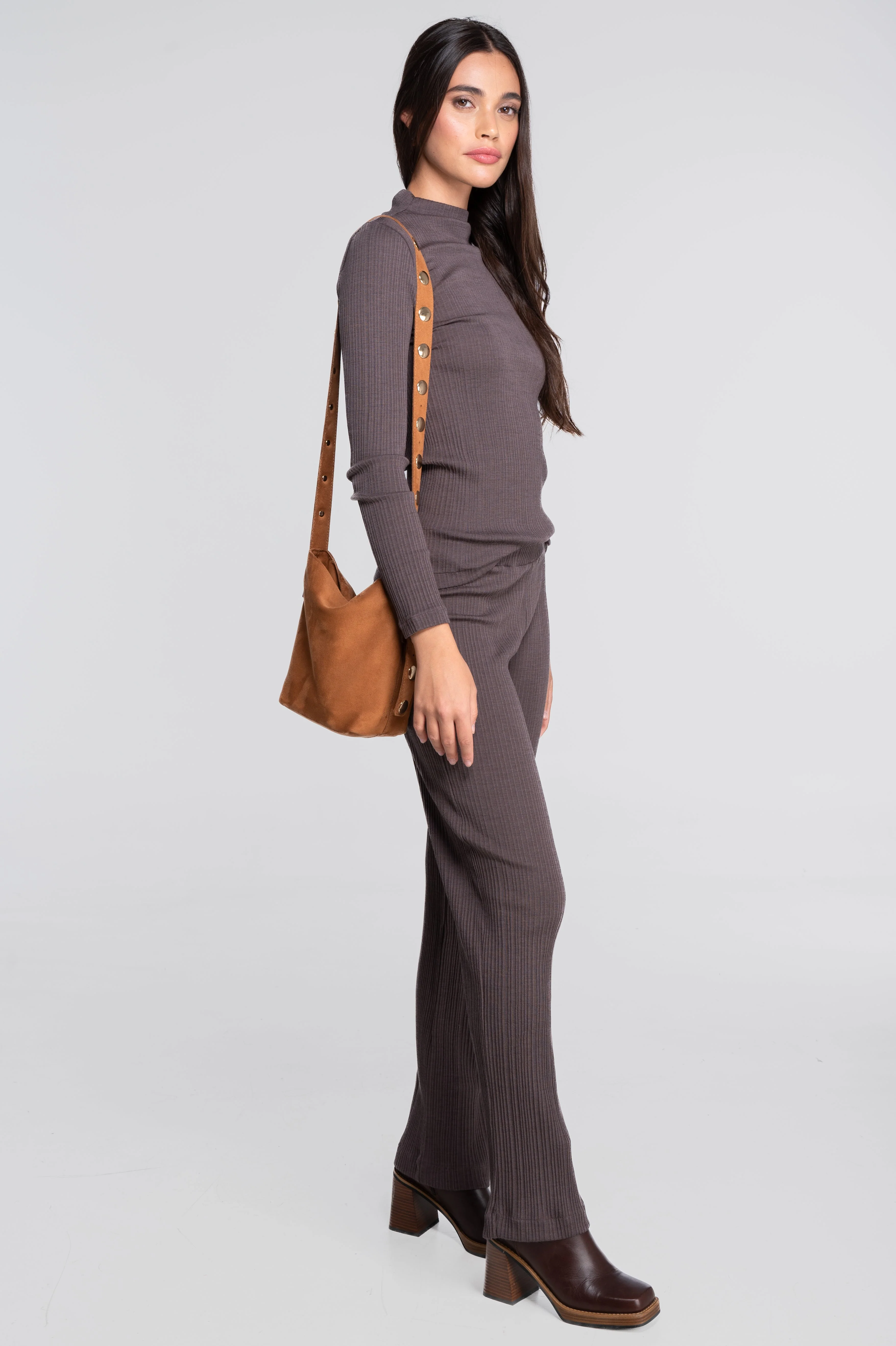 Wool and silk long sleeves mock neck shirt 7466 - Image 17