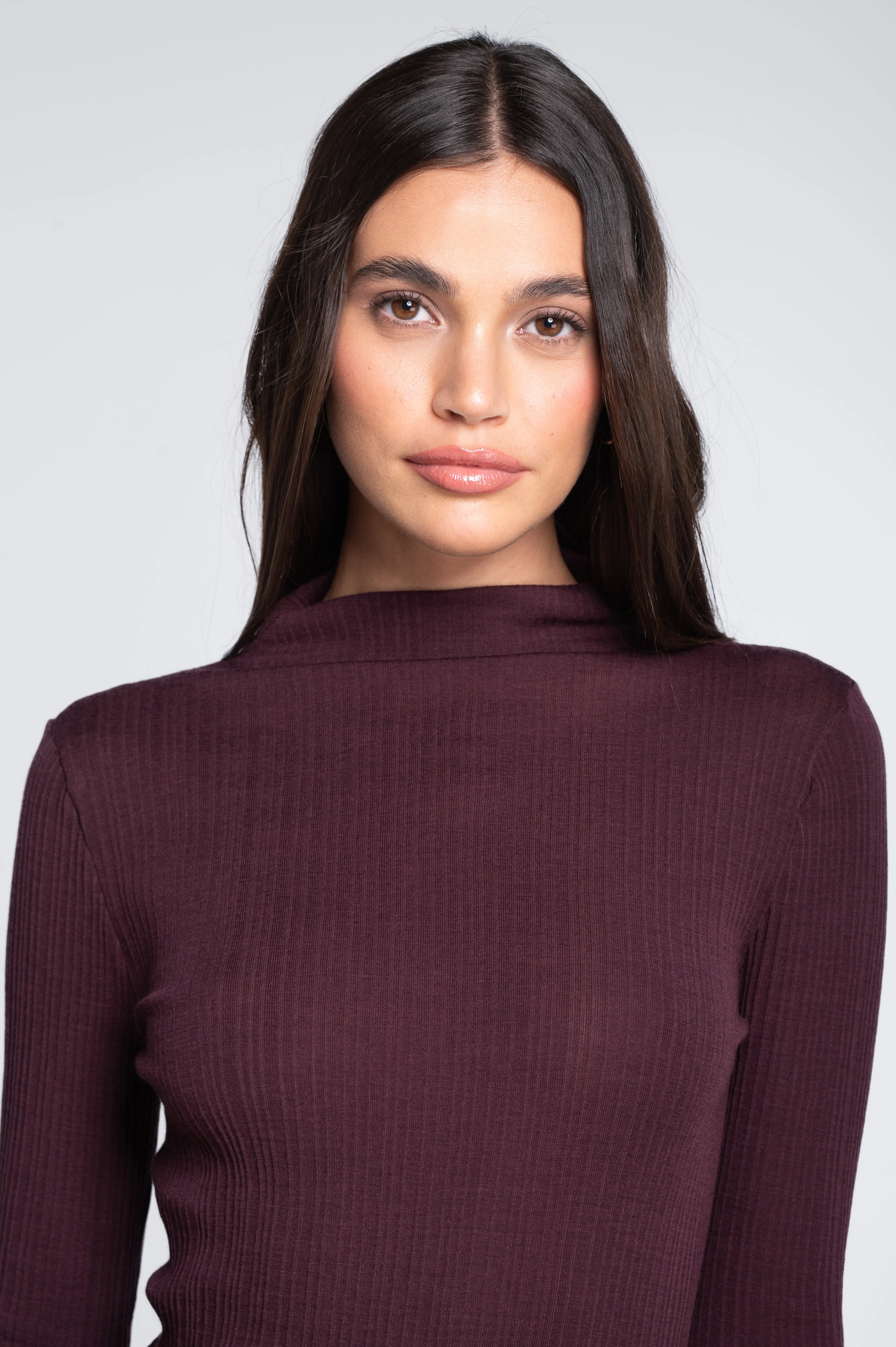 Wool and silk long sleeves mock neck shirt 7466 - Image 21
