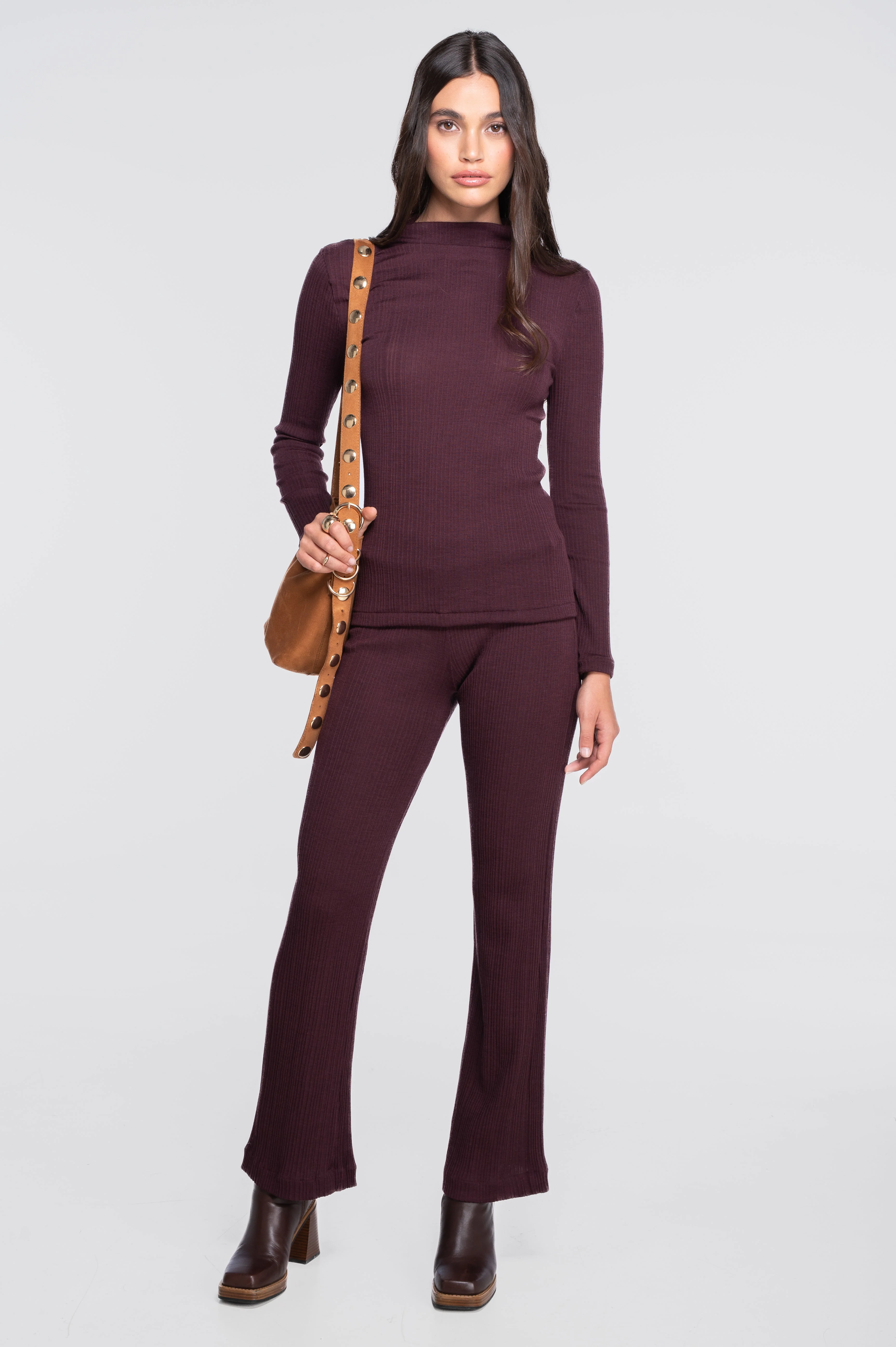 Wool and silk long sleeves mock neck shirt 7466 - Image 22