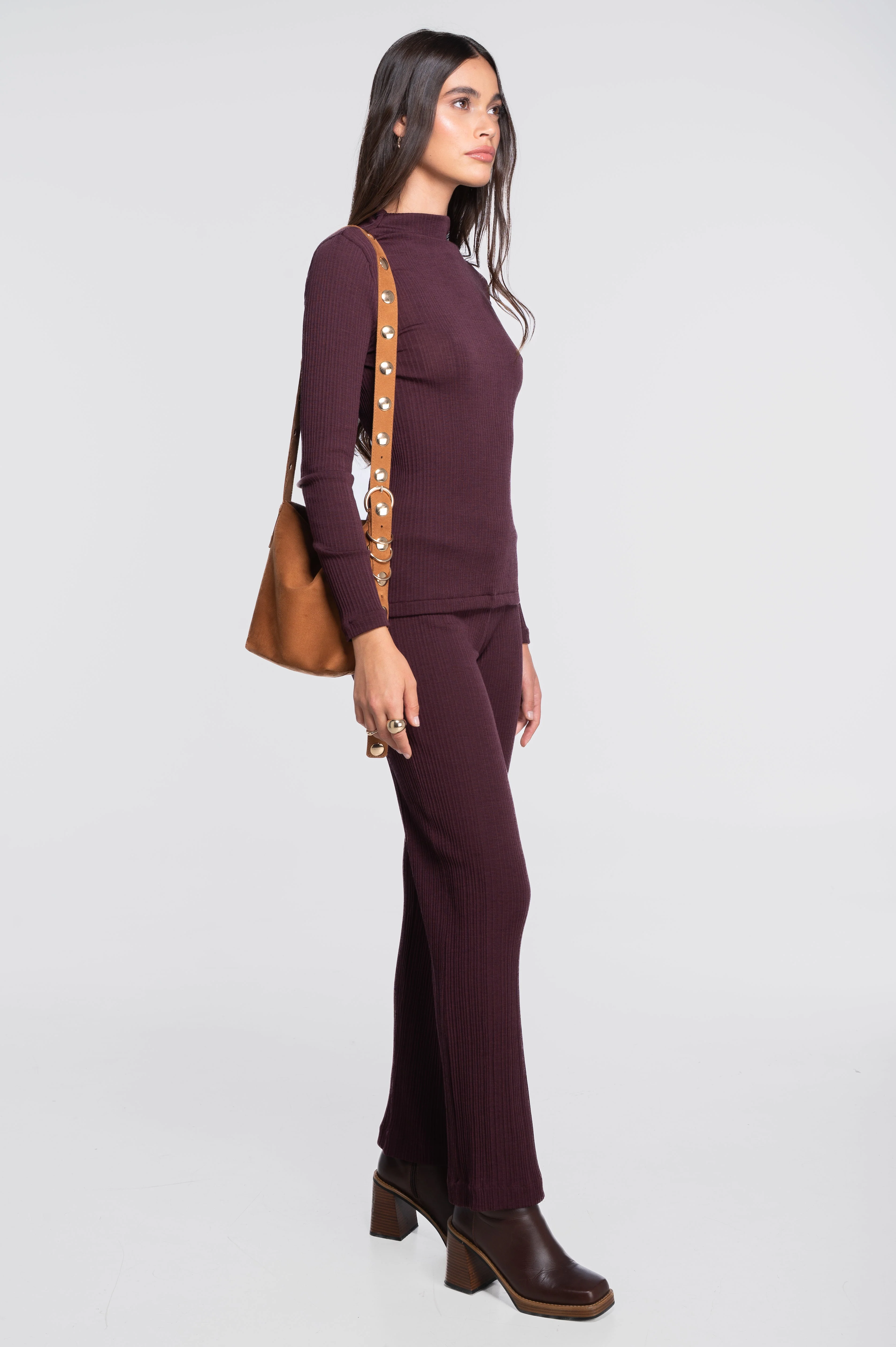 Wool and silk long sleeves mock neck shirt 7466 - Image 23