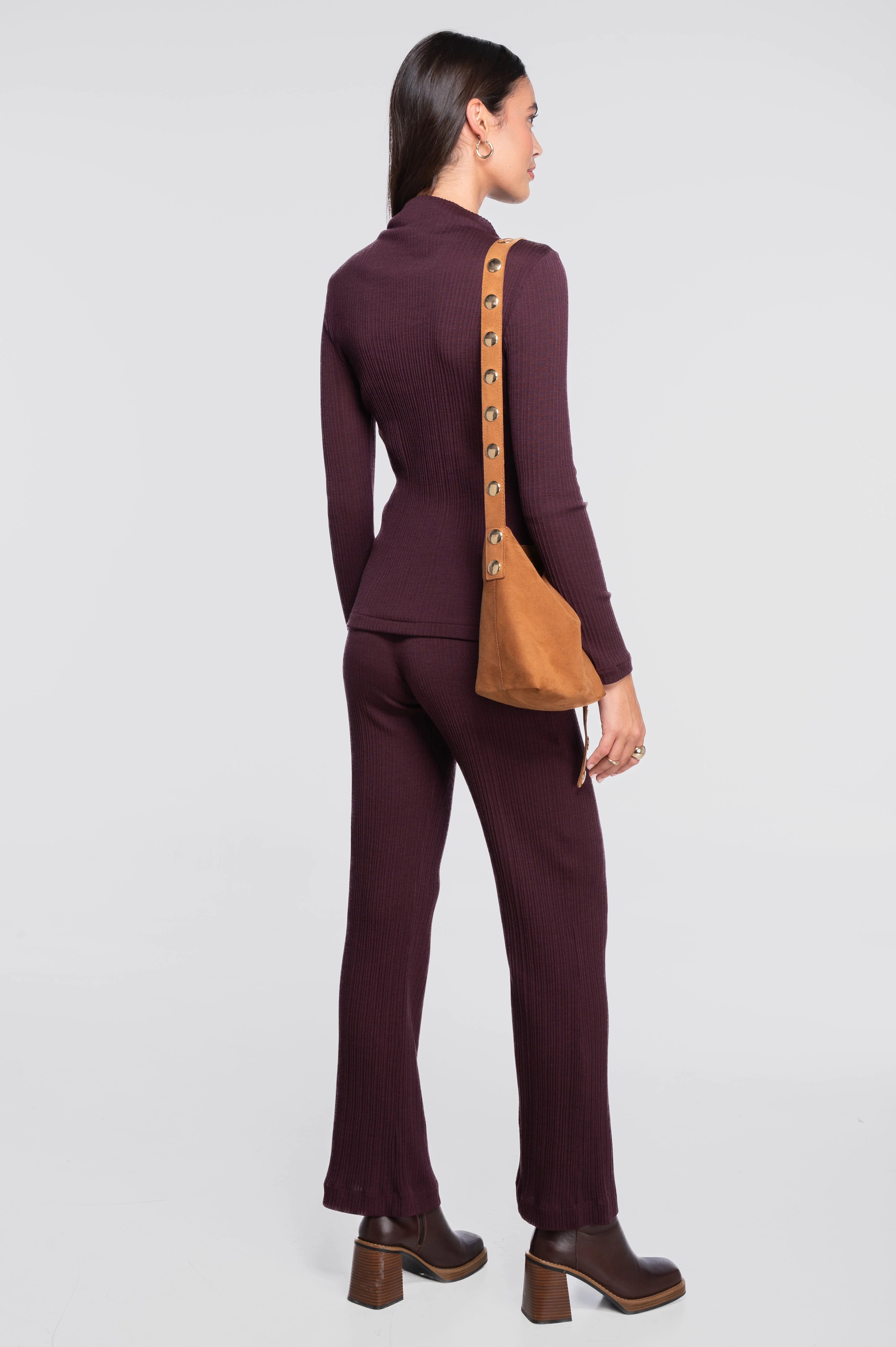 Wool and silk long sleeves mock neck shirt 7466 - Image 24