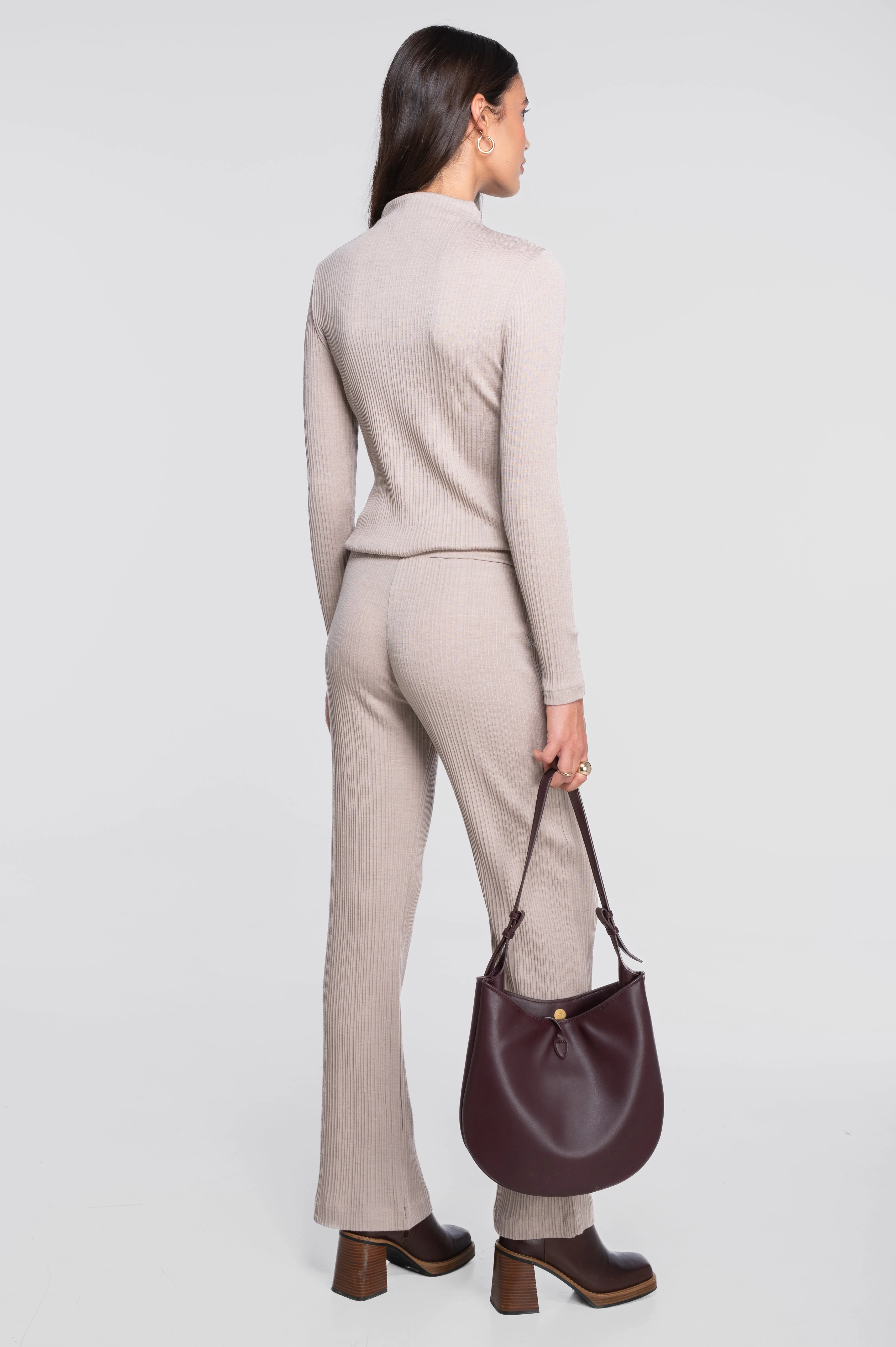 Wool and silk long sleeves mock neck shirt 7466 - Image 4