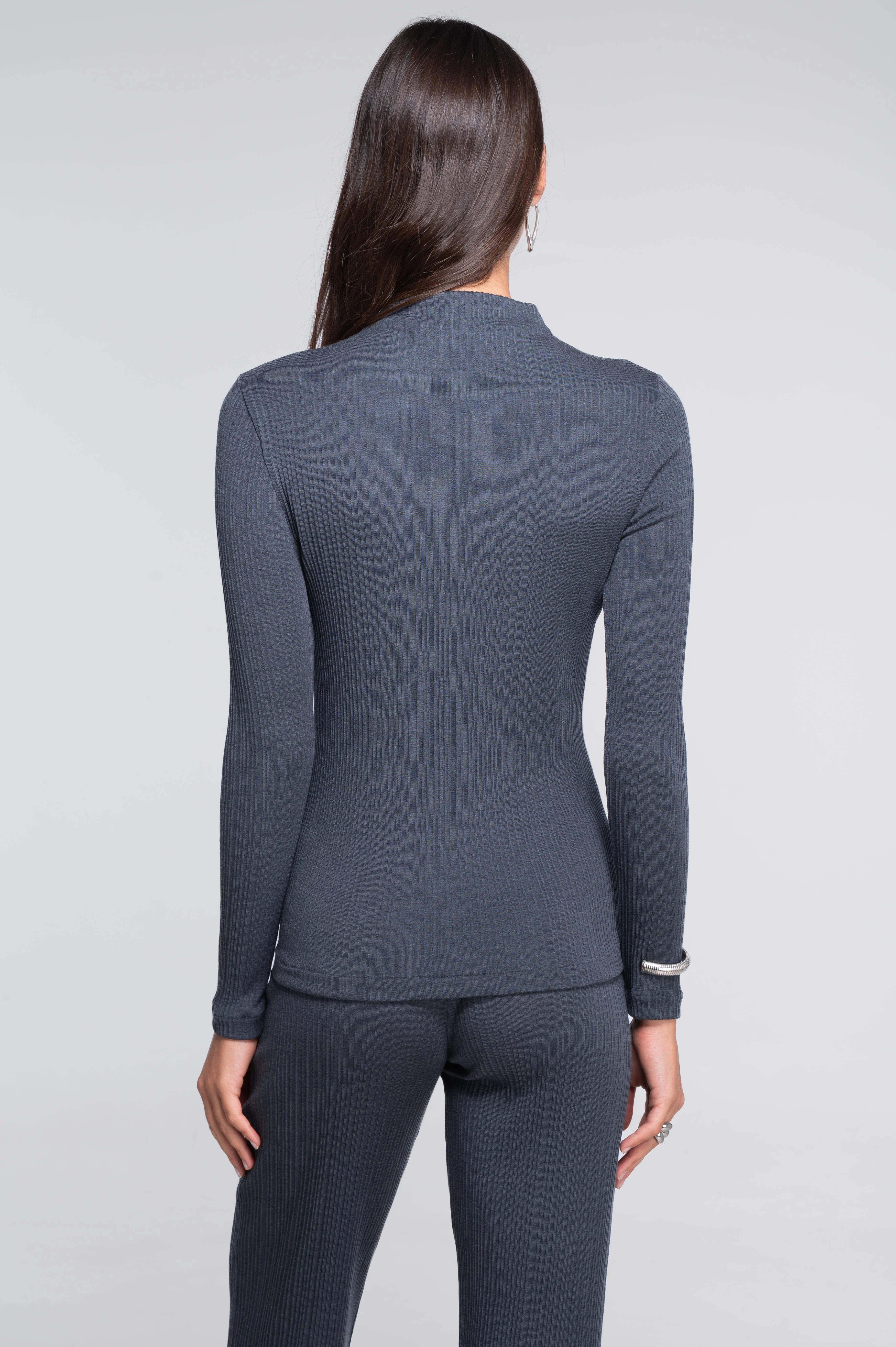 Wool and silk long sleeves mock neck shirt 7466 - Image 8