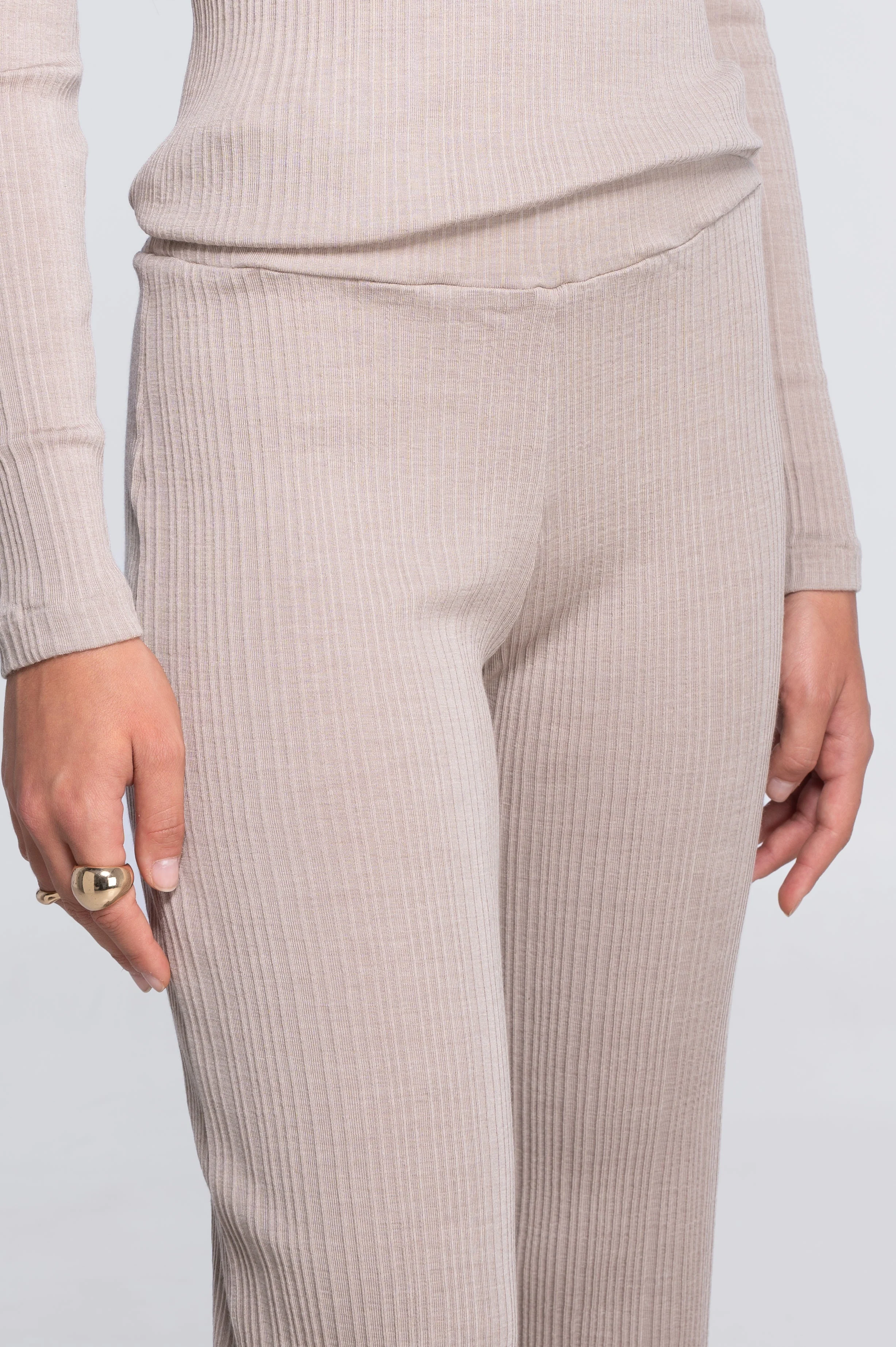 Wide-leg wool and silk trousers with irregular rib 7468 - Image 14