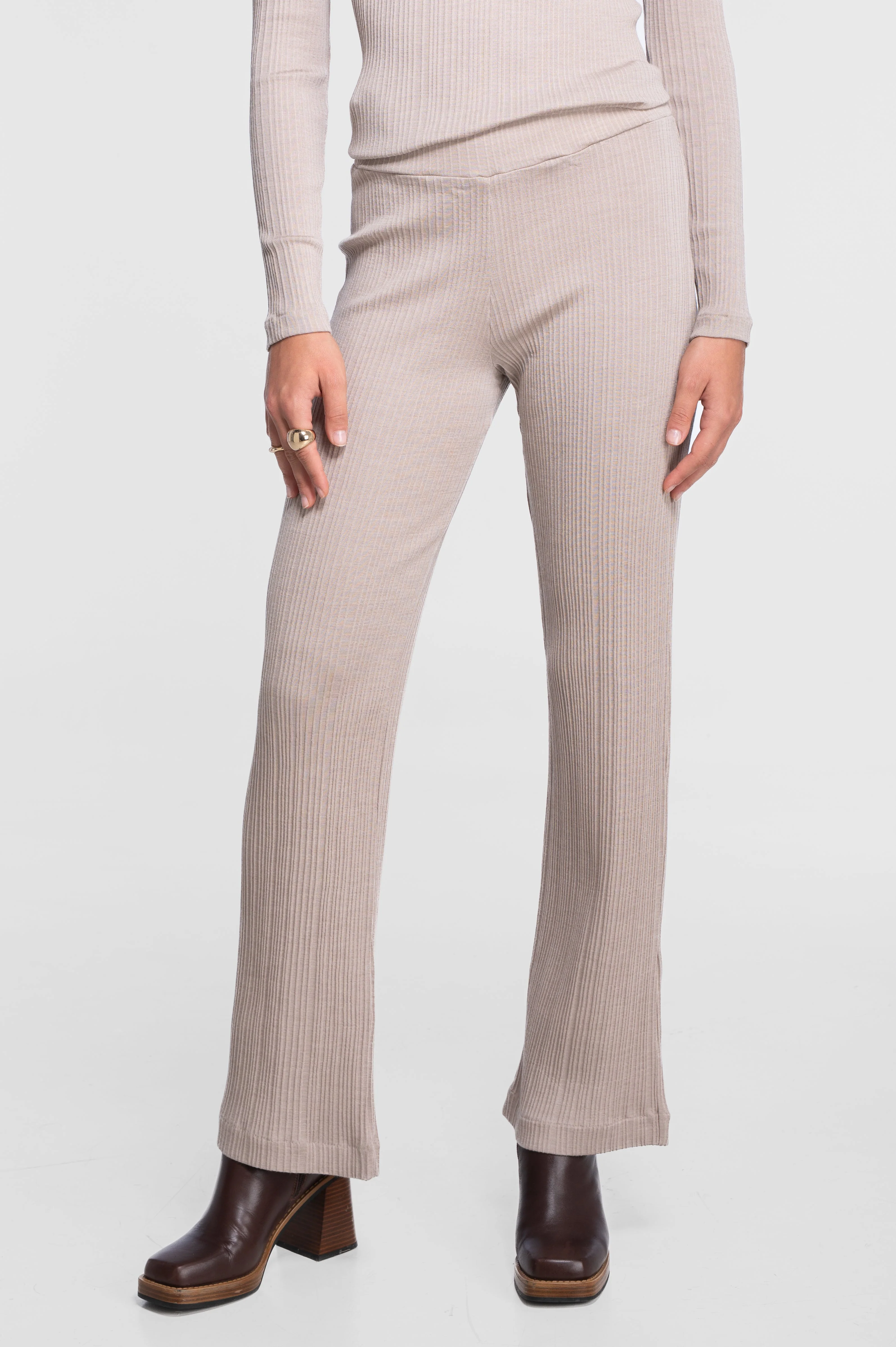 Wide-leg wool and silk trousers with irregular rib 7468 - Image 15
