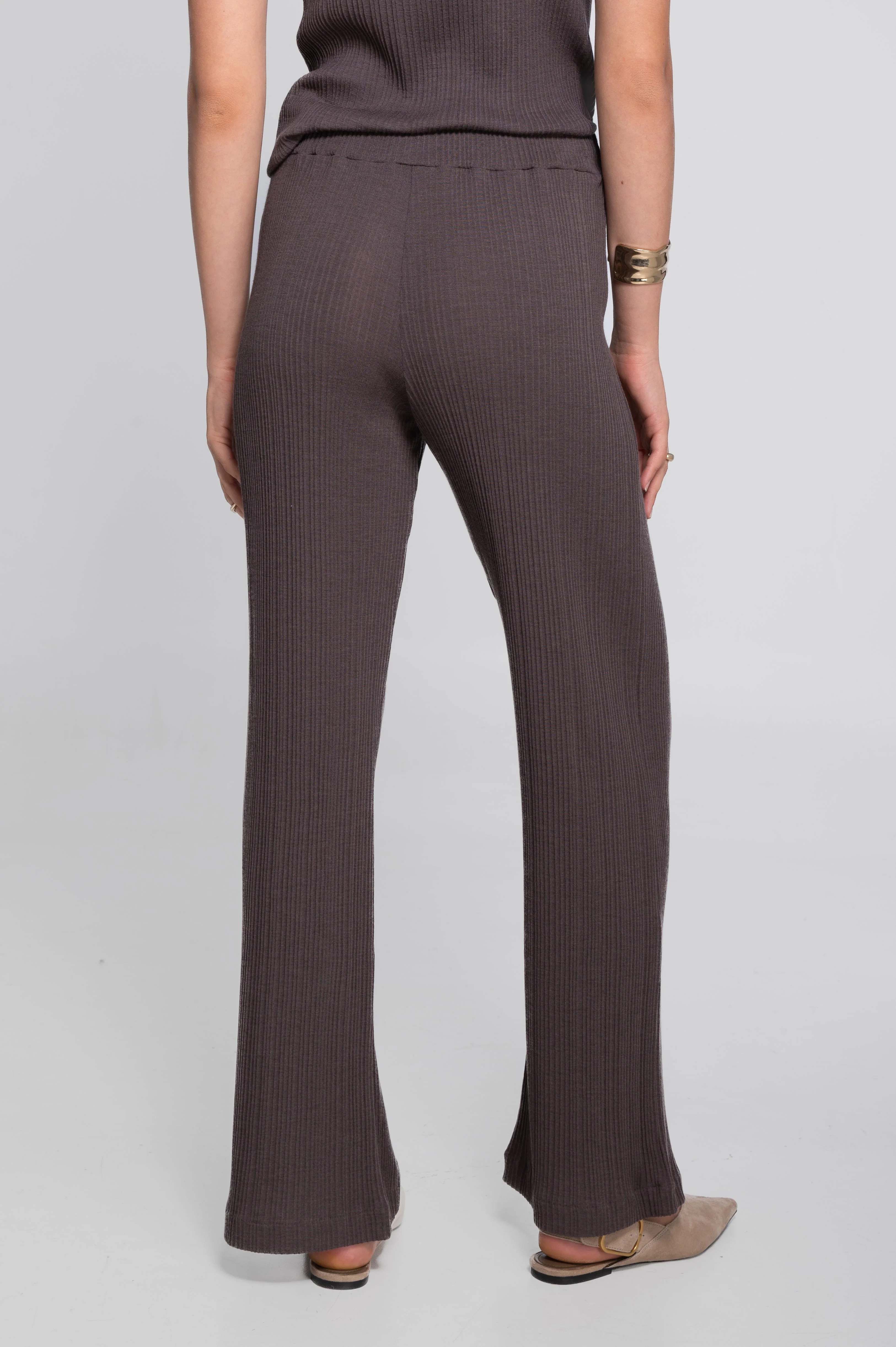 Wide-leg wool and silk trousers with irregular rib 7468 - Image 25