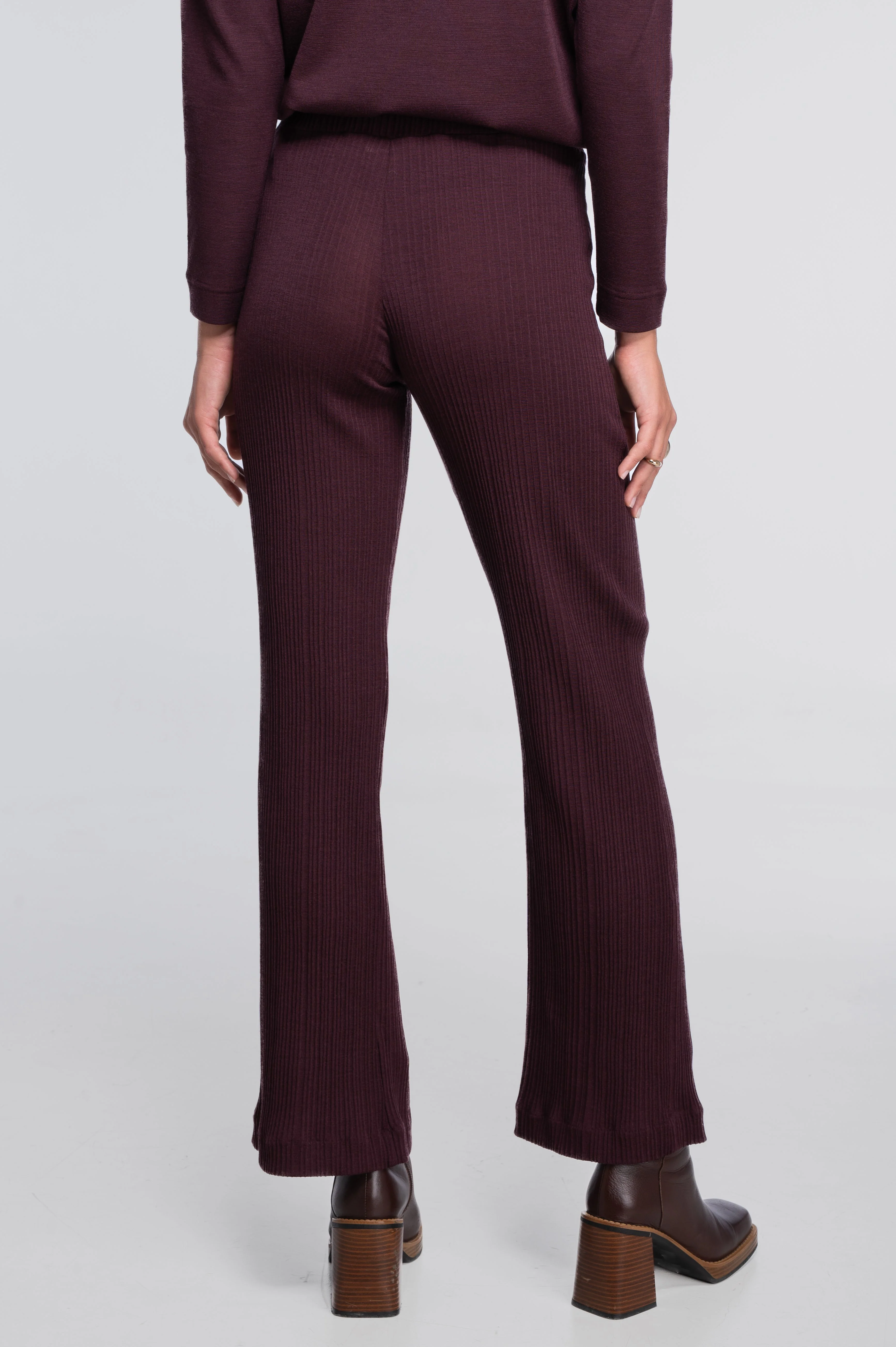 Wide-leg wool and silk trousers with irregular rib 7468 - Image 4