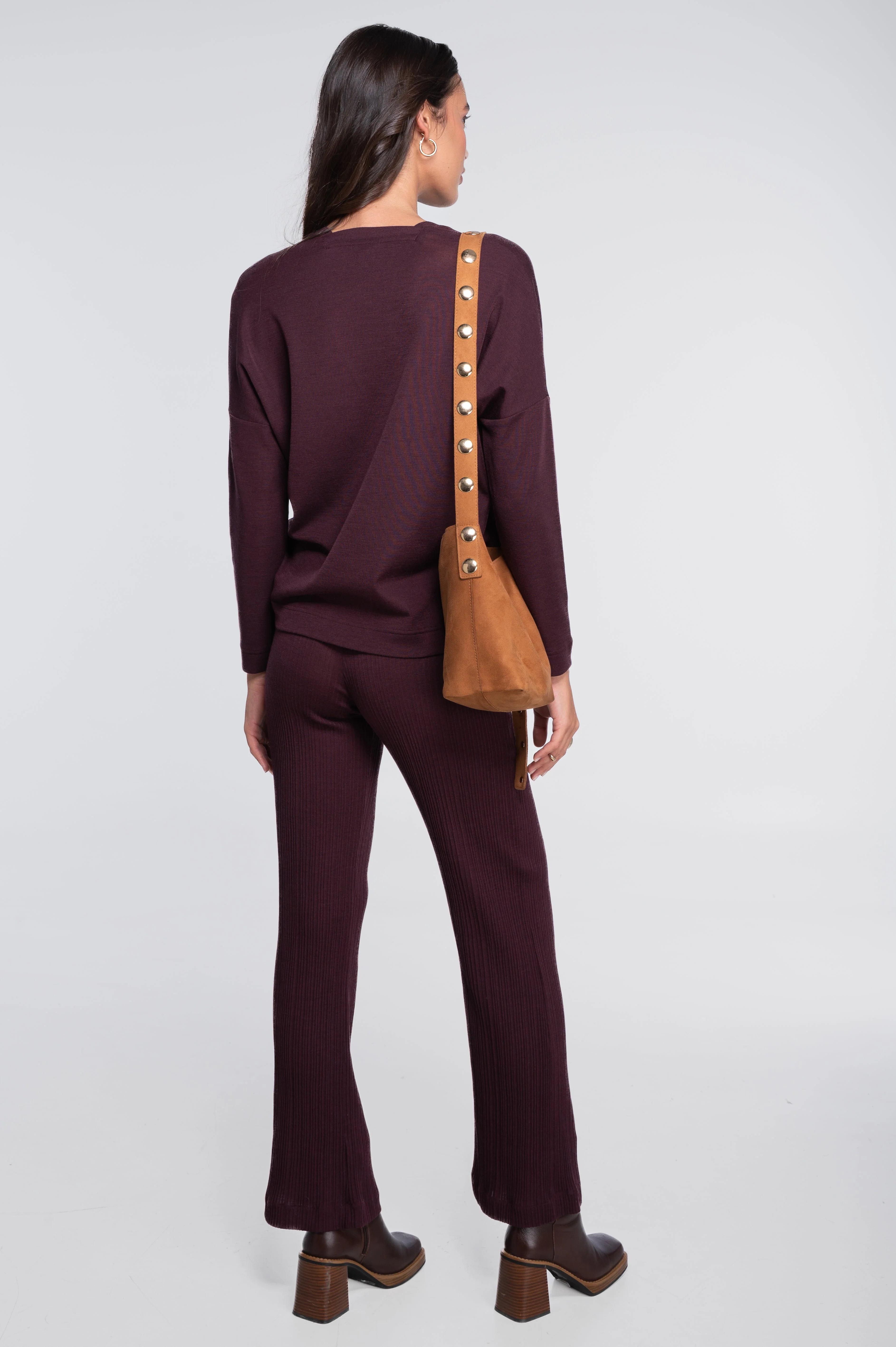 Wide-leg wool and silk trousers with irregular rib 7468 - Image 6
