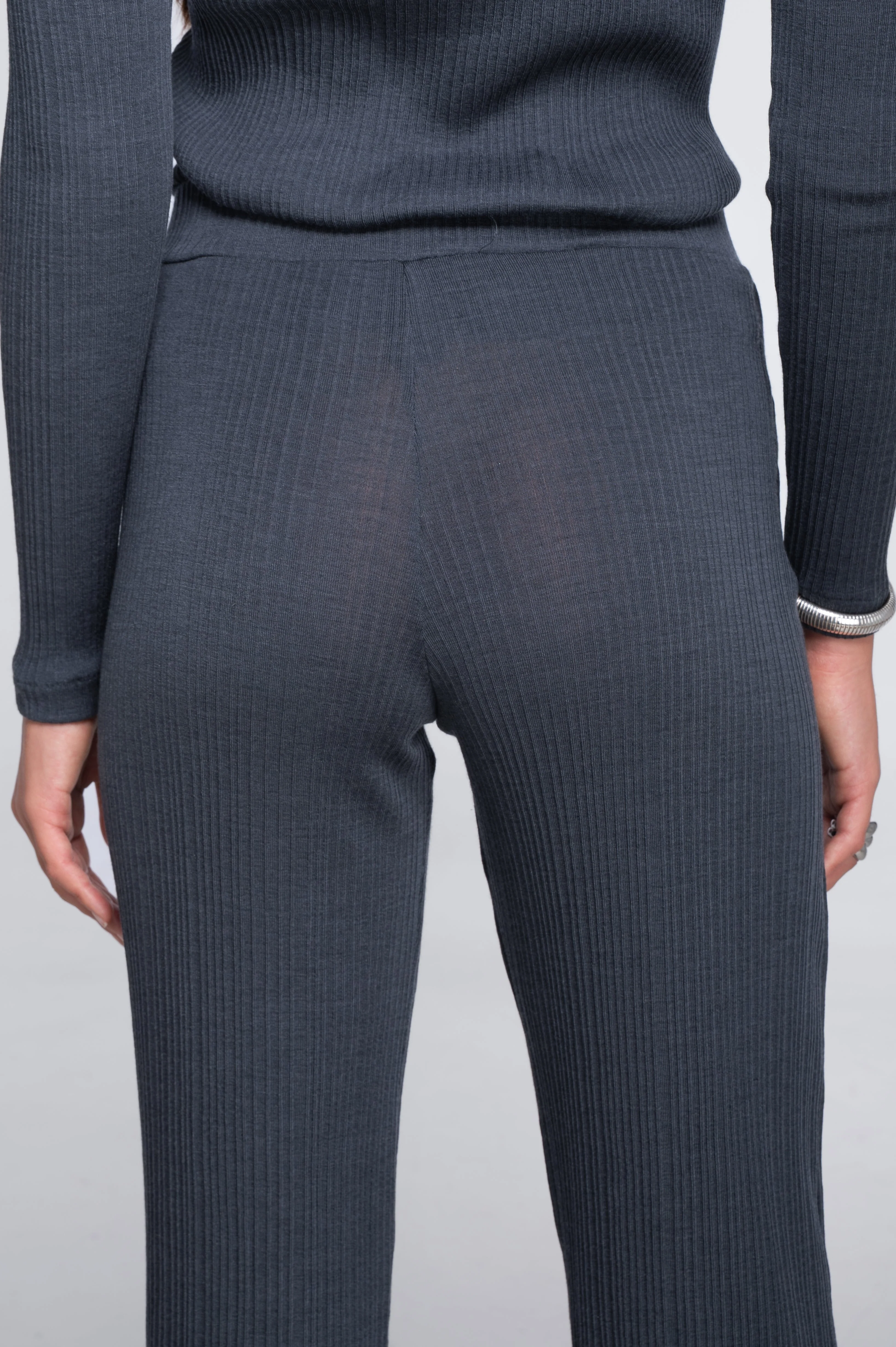 Wide-leg wool and silk trousers with irregular rib 7468 - Image 8