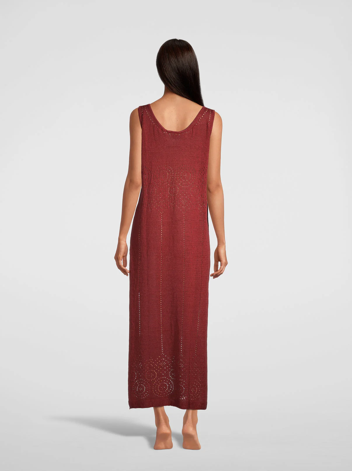 Sleeveless Long Dress knit in pure linen 6588 - Image 5