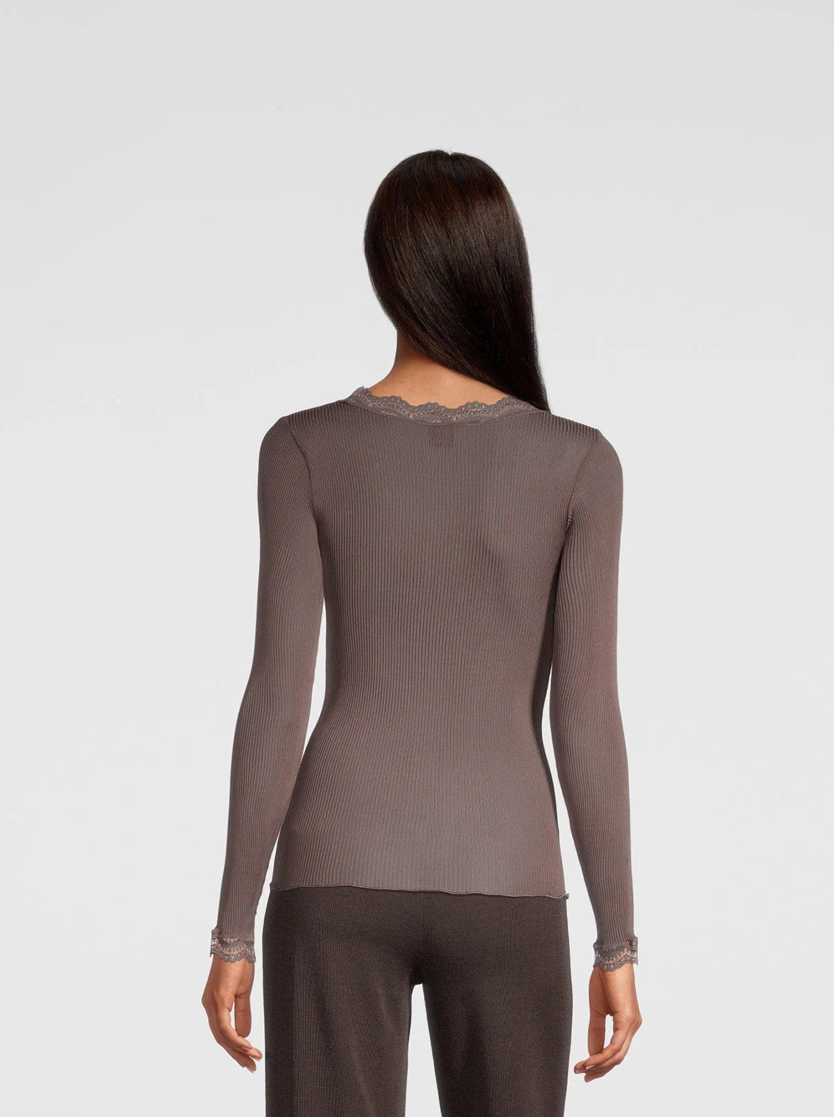 Long sleeve shirt in organzine silk with Leavers lace 9476 - Image 11