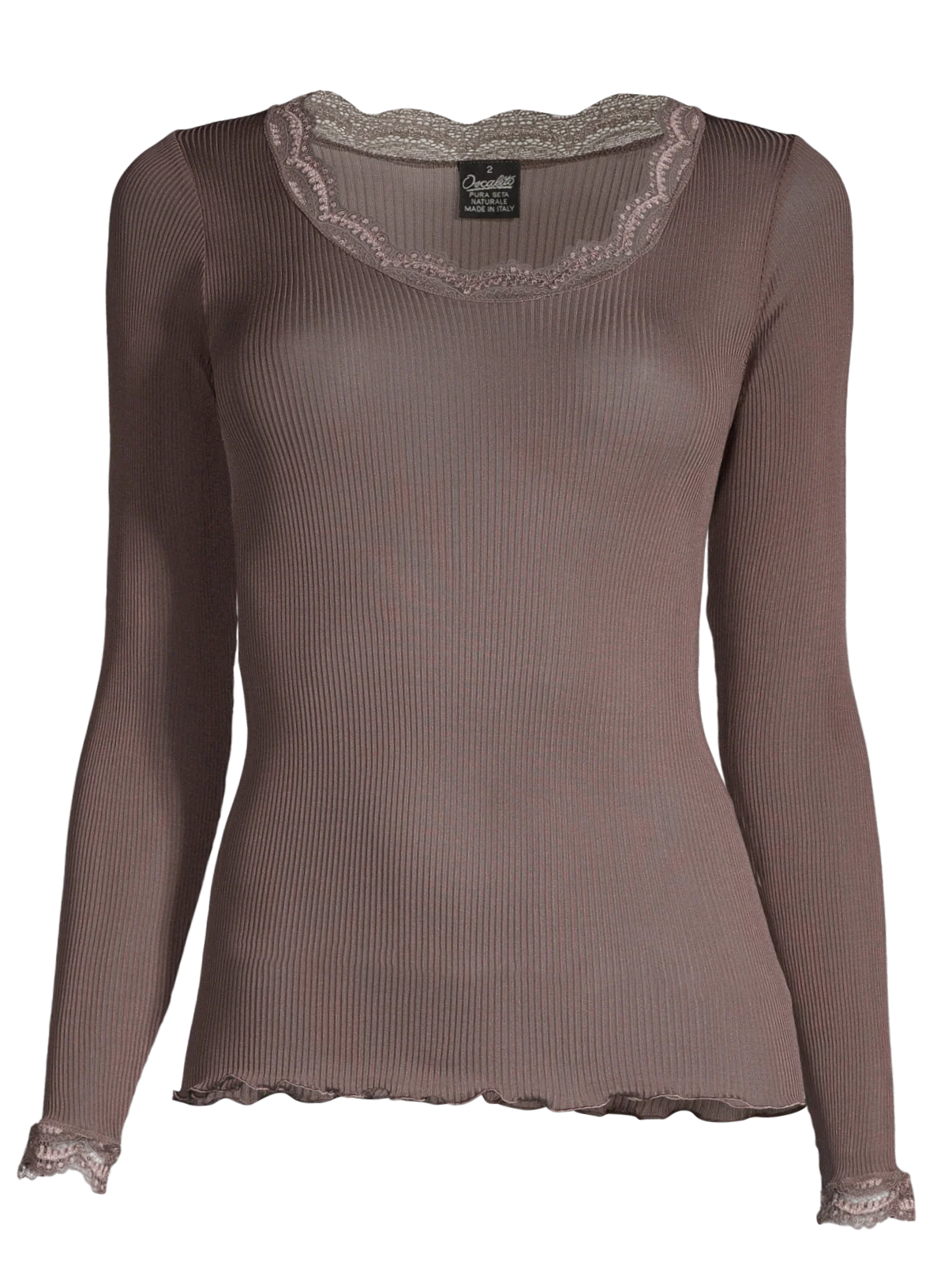 Long sleeve shirt in organzine silk with Leavers lace 9476 - Image 12