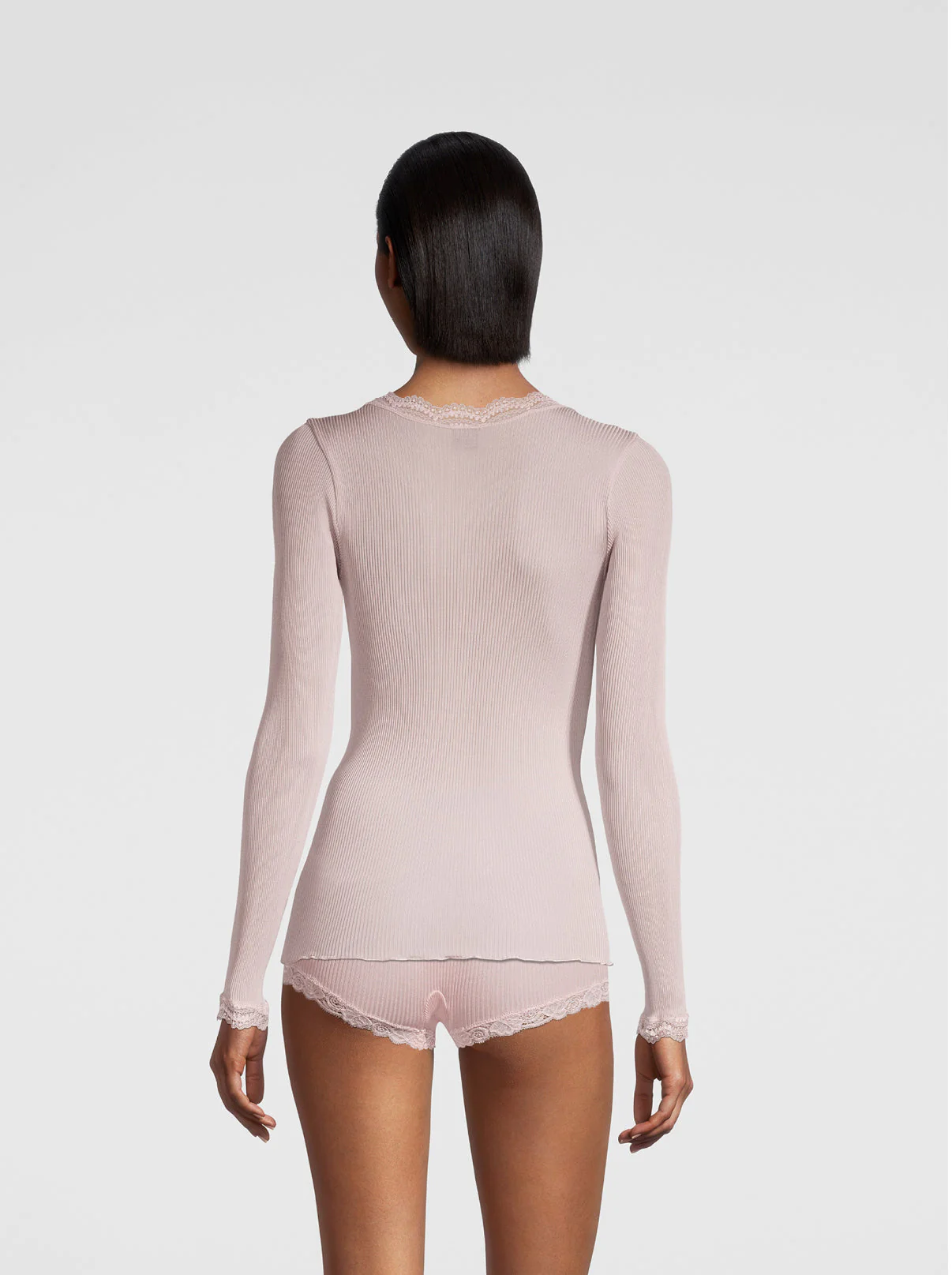Long sleeve shirt in organzine silk with Leavers lace 9476 - Image 16