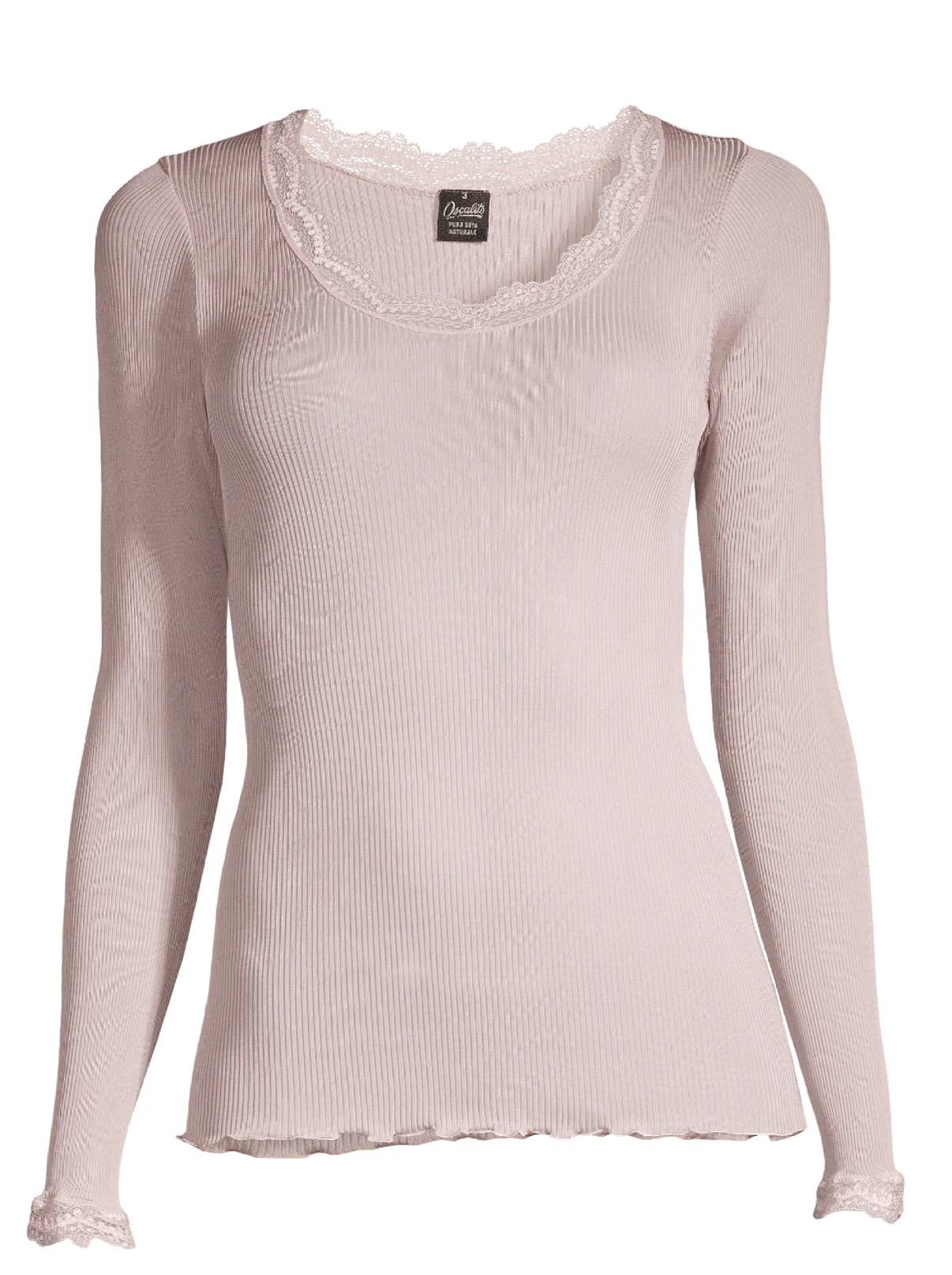 Long sleeve shirt in organzine silk with Leavers lace 9476 - Image 18