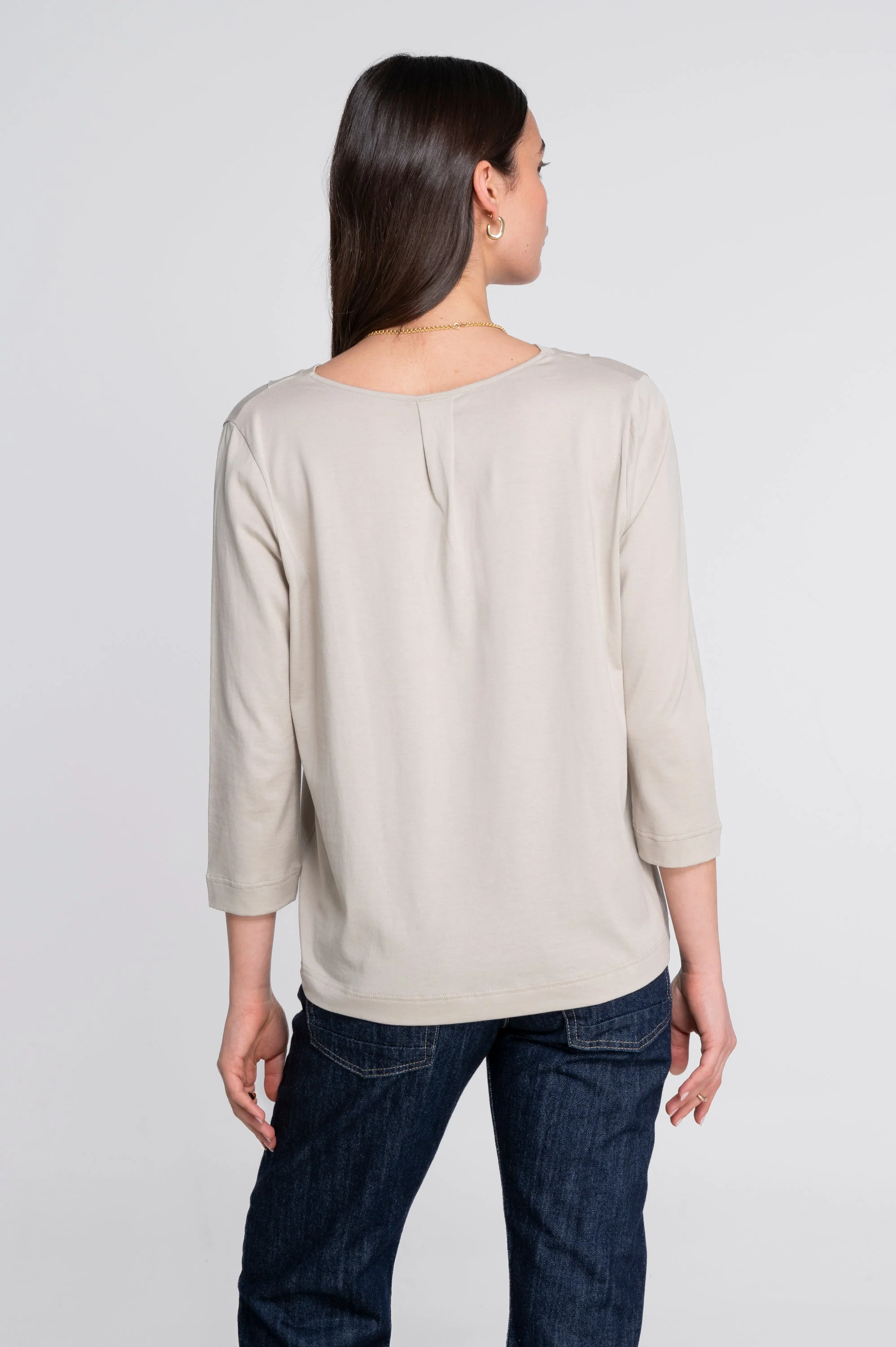 V neck flared shirt in jersey cotton 408 - Image 2