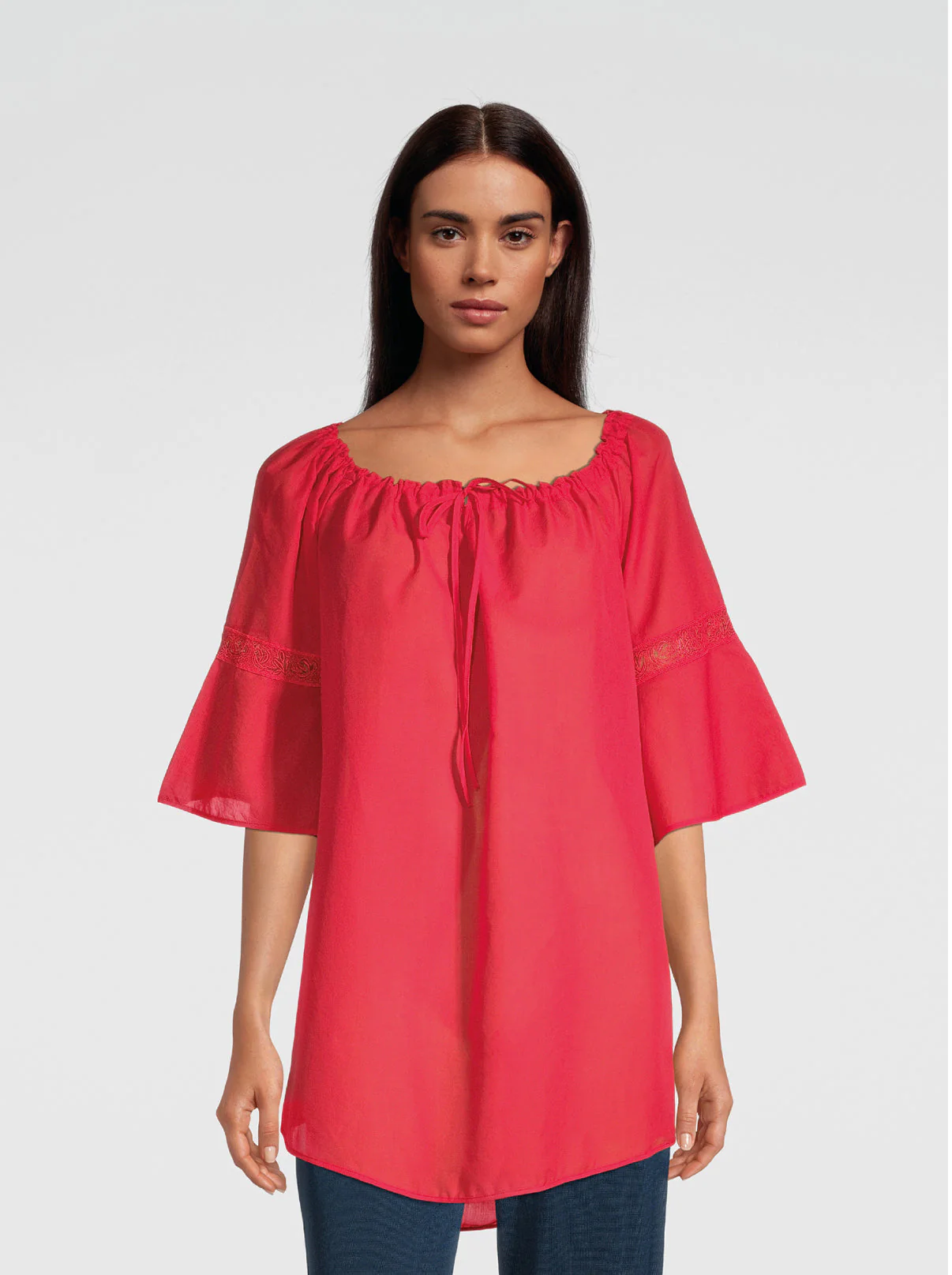 Longsleeves Mini dress in Voile Cotton 6566 - Image 4