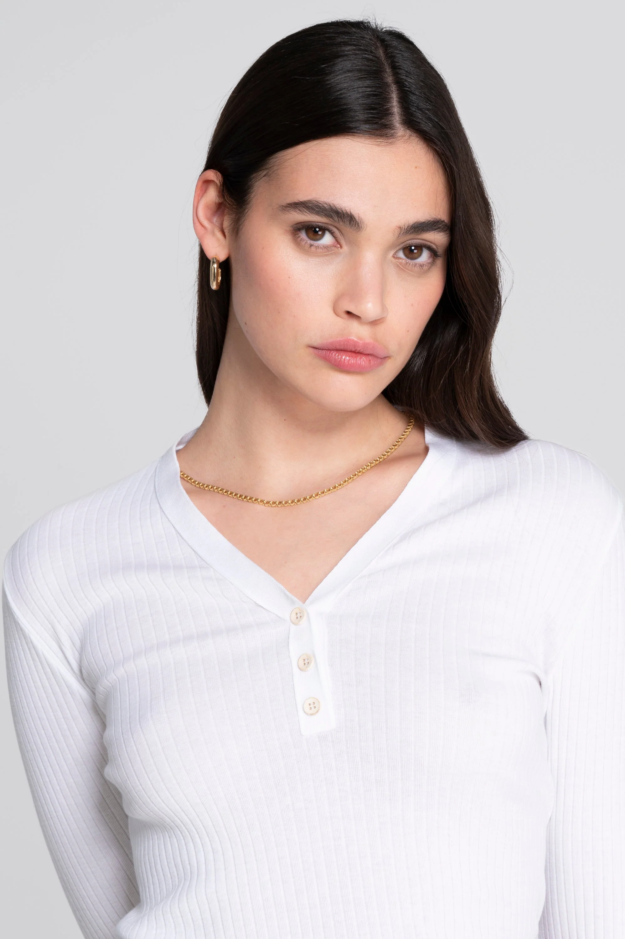 Cotton long sleeves henley shirt 7565 - Image 10