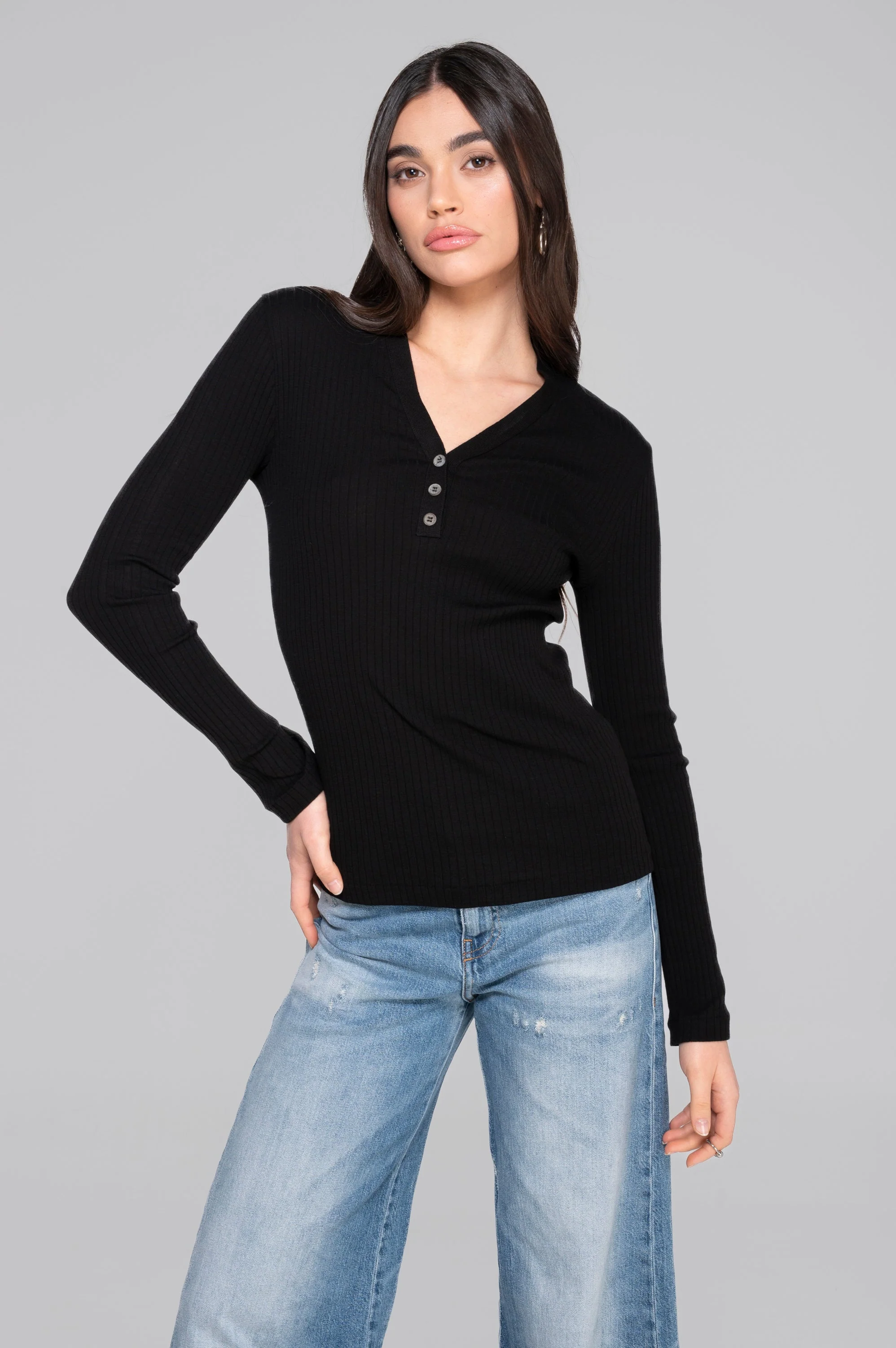 Cotton long sleeves henley shirt 7565 - Image 13