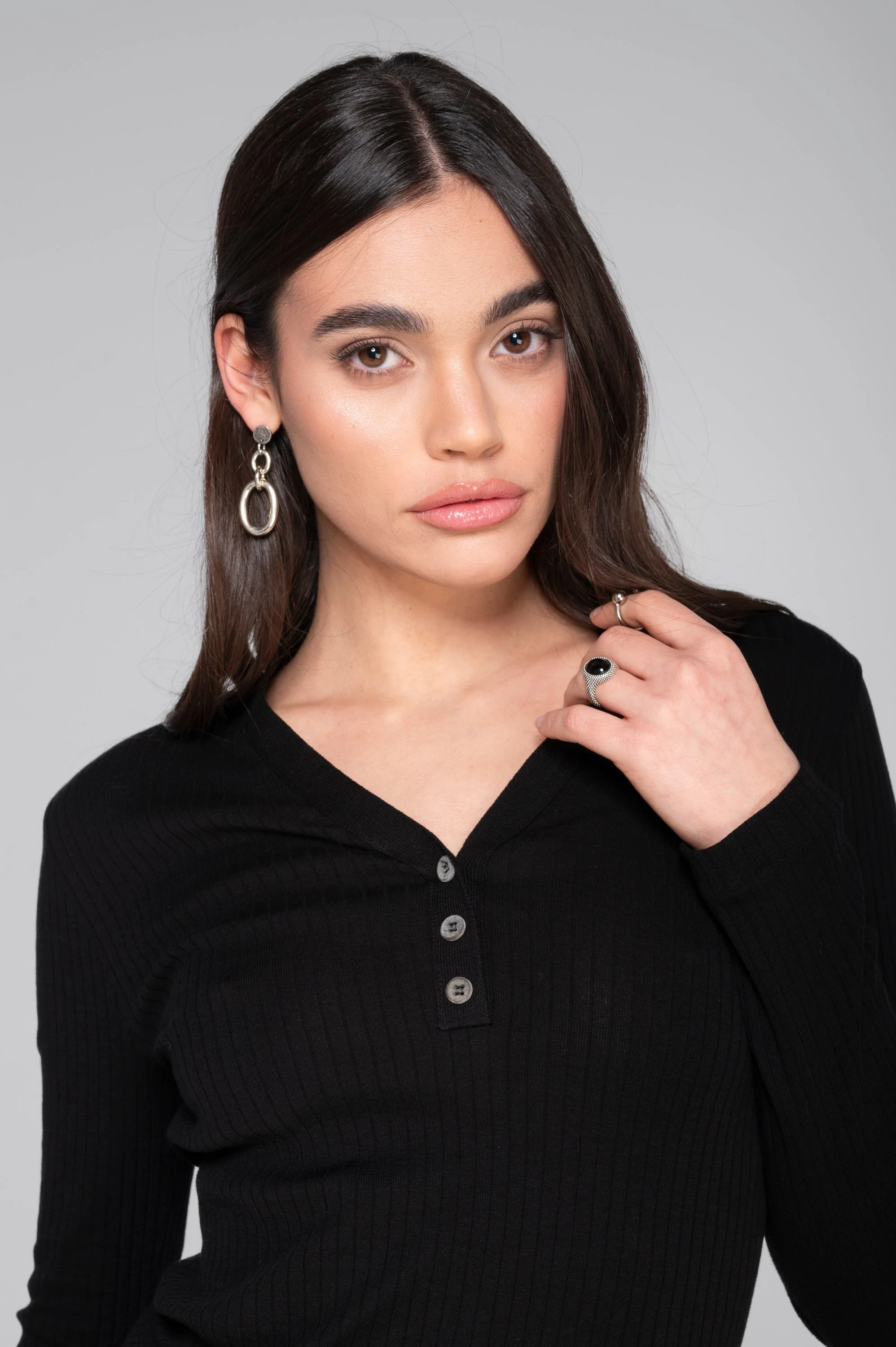 Cotton long sleeves henley shirt 7565 - Image 15