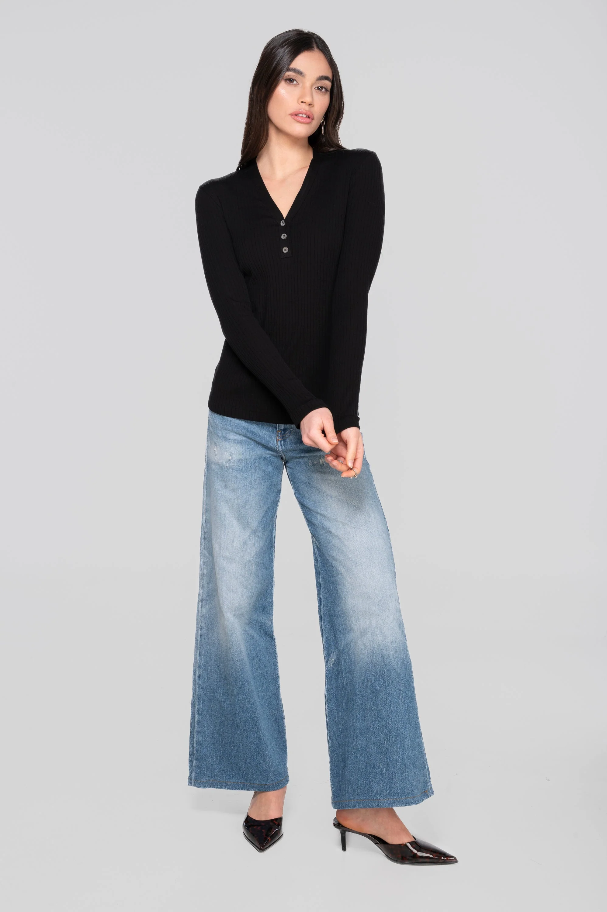 Cotton long sleeves henley shirt 7565 - Image 16