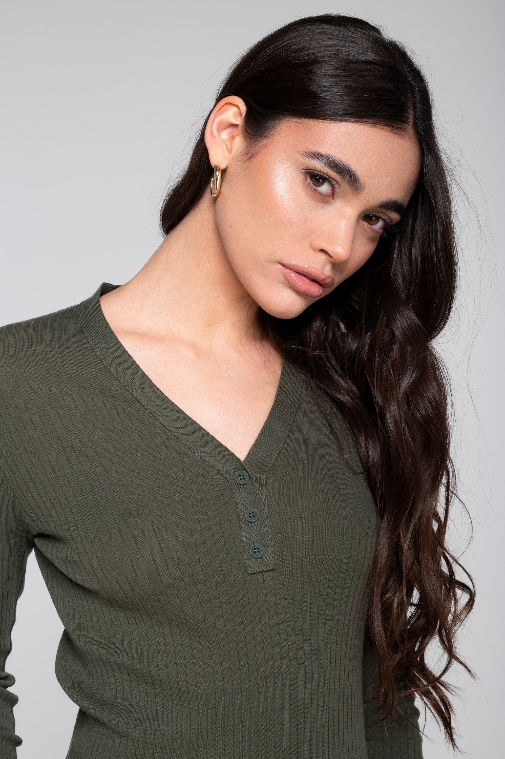 Cotton long sleeves henley shirt 7565 - Image 4