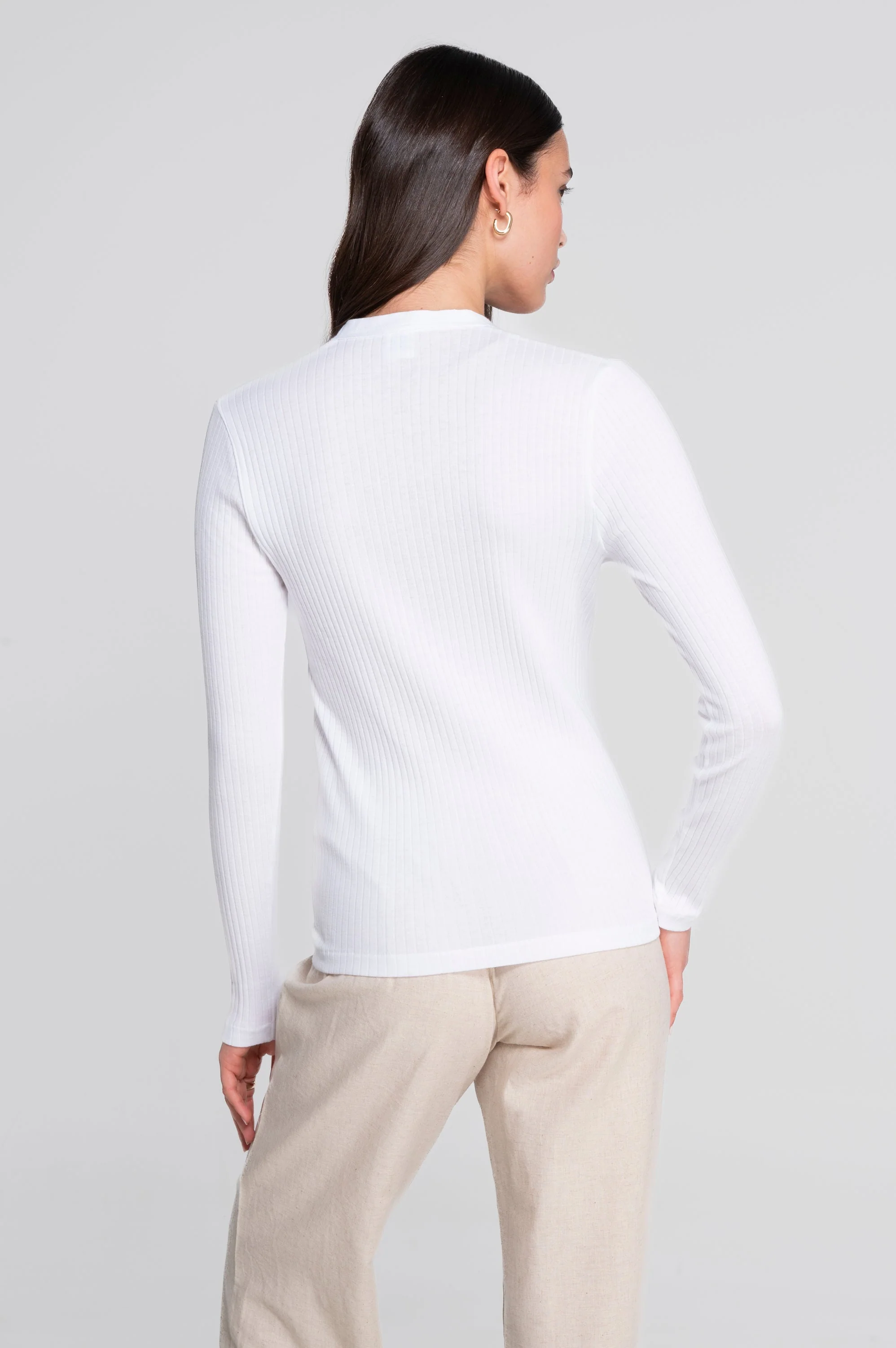 Cotton long sleeves henley shirt 7565 - Image 8
