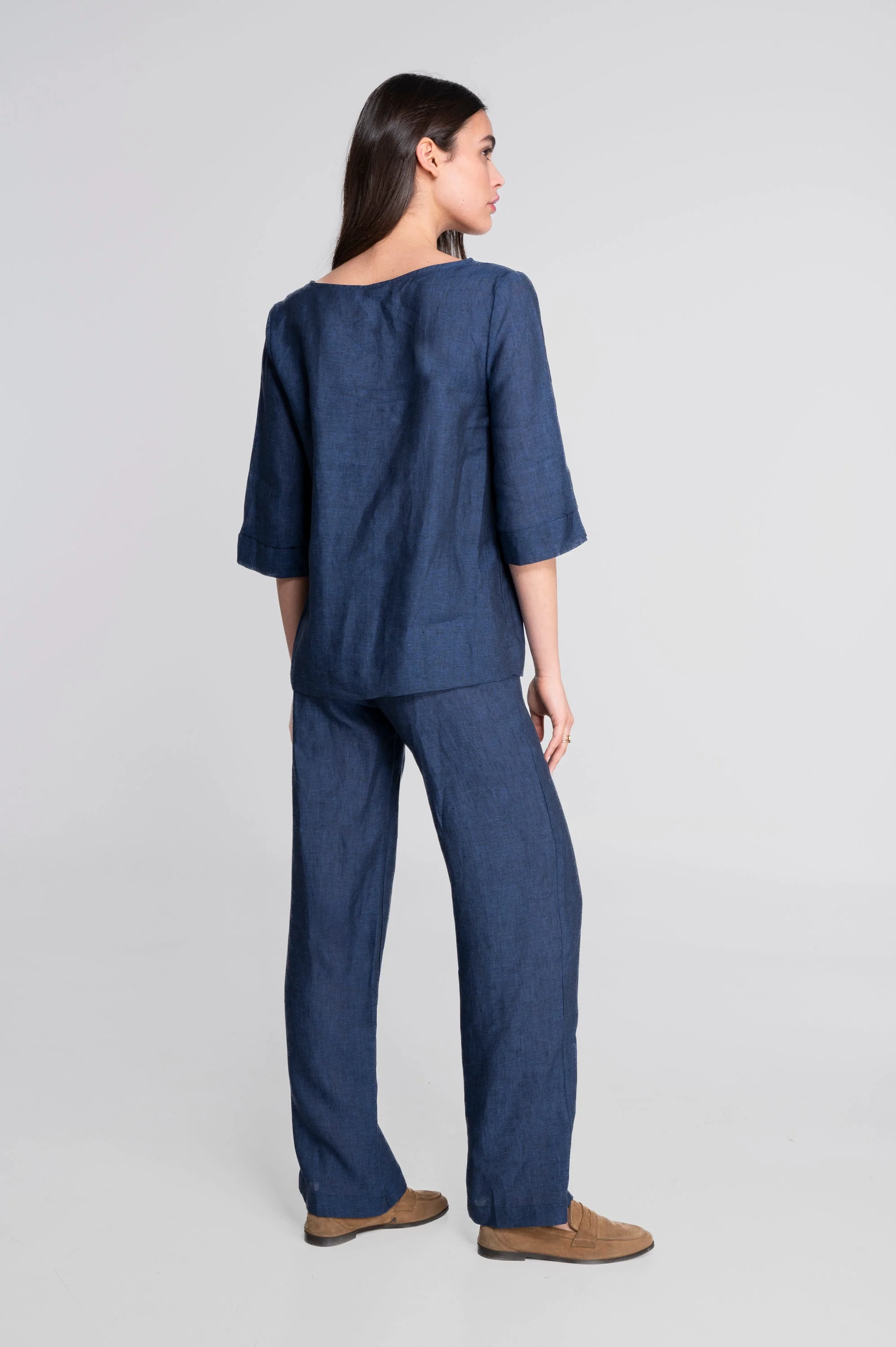 Linen blouse with ethnic embroidery 7531 - Image 11