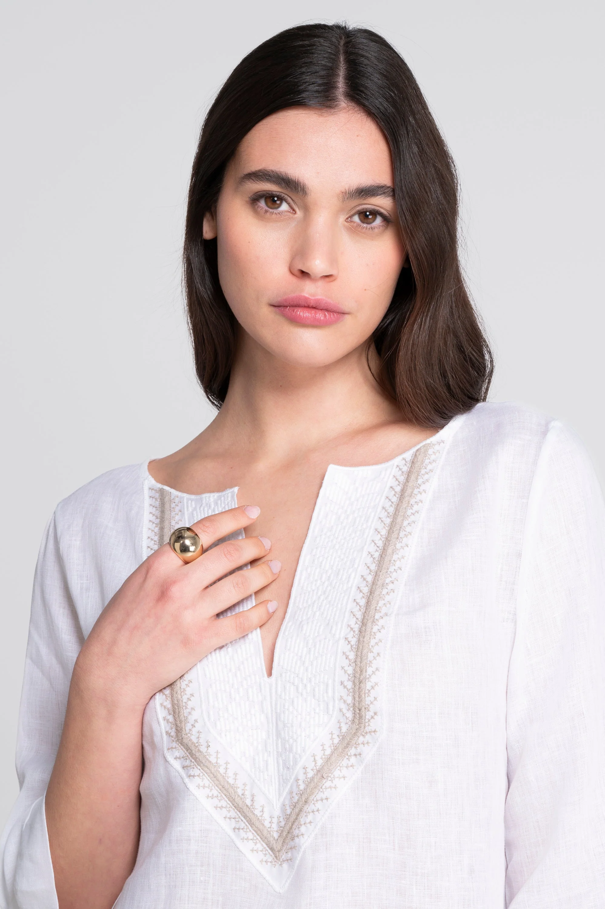 Linen blouse with ethnic embroidery 7531 - Image 3