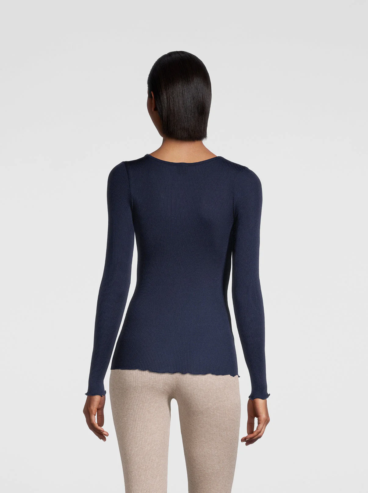Long-Sleeved shirt in organzine silk 9515 - Image 8