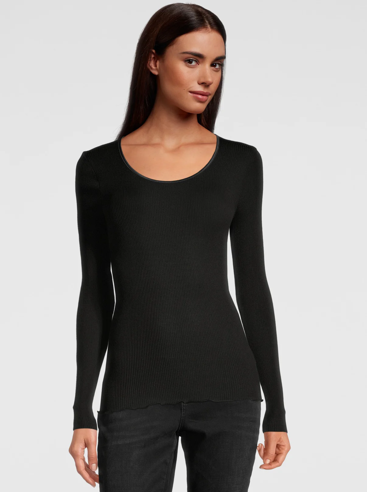 Round Neck Longsleeves Shirt in wool and Silk 3426 - Image 3