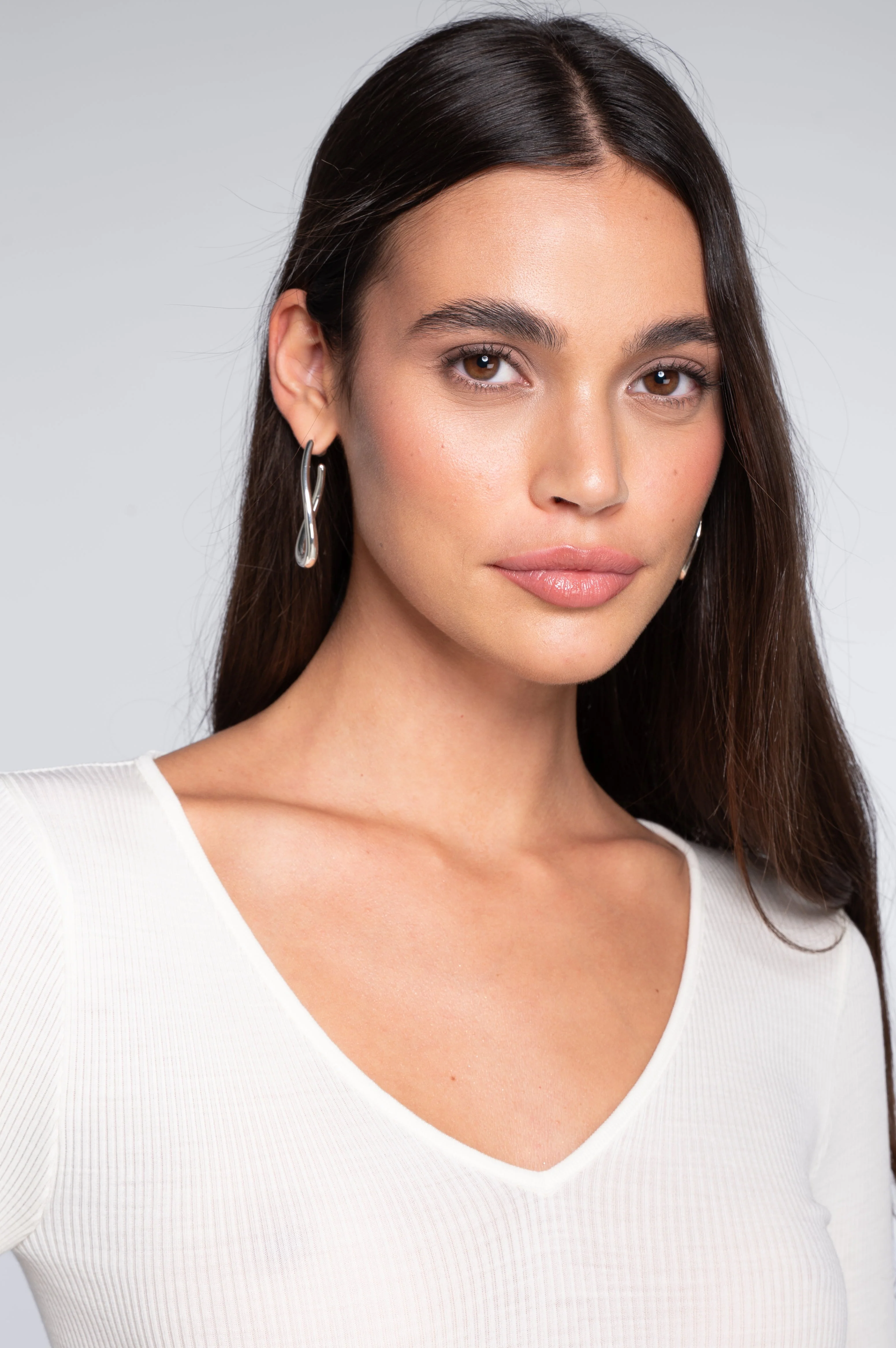 Wool and silk long sleeves V neck shirt 3486 - Image 25