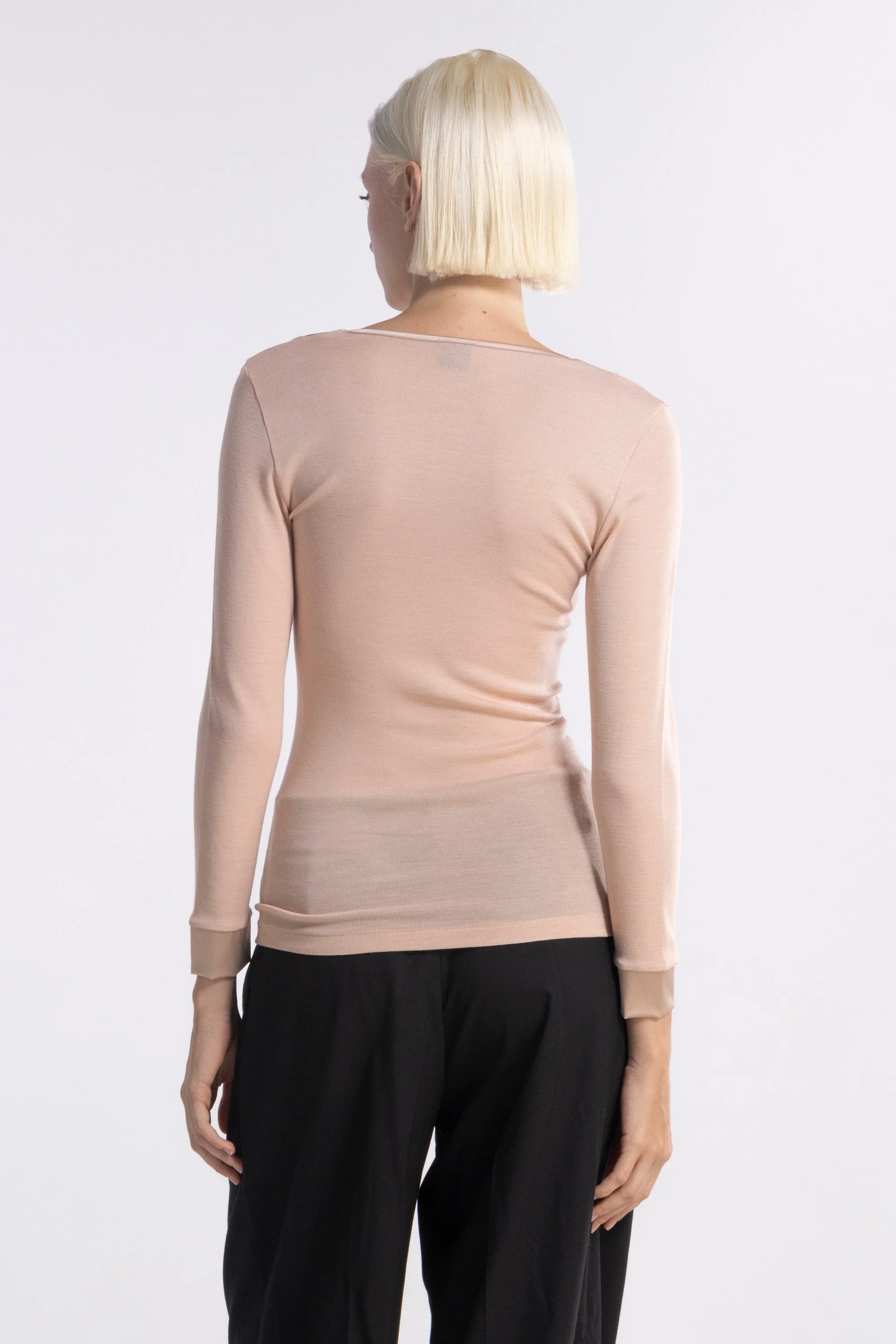 Longsleeves Woman Wool and Silk Shirt 4258 - Image 6