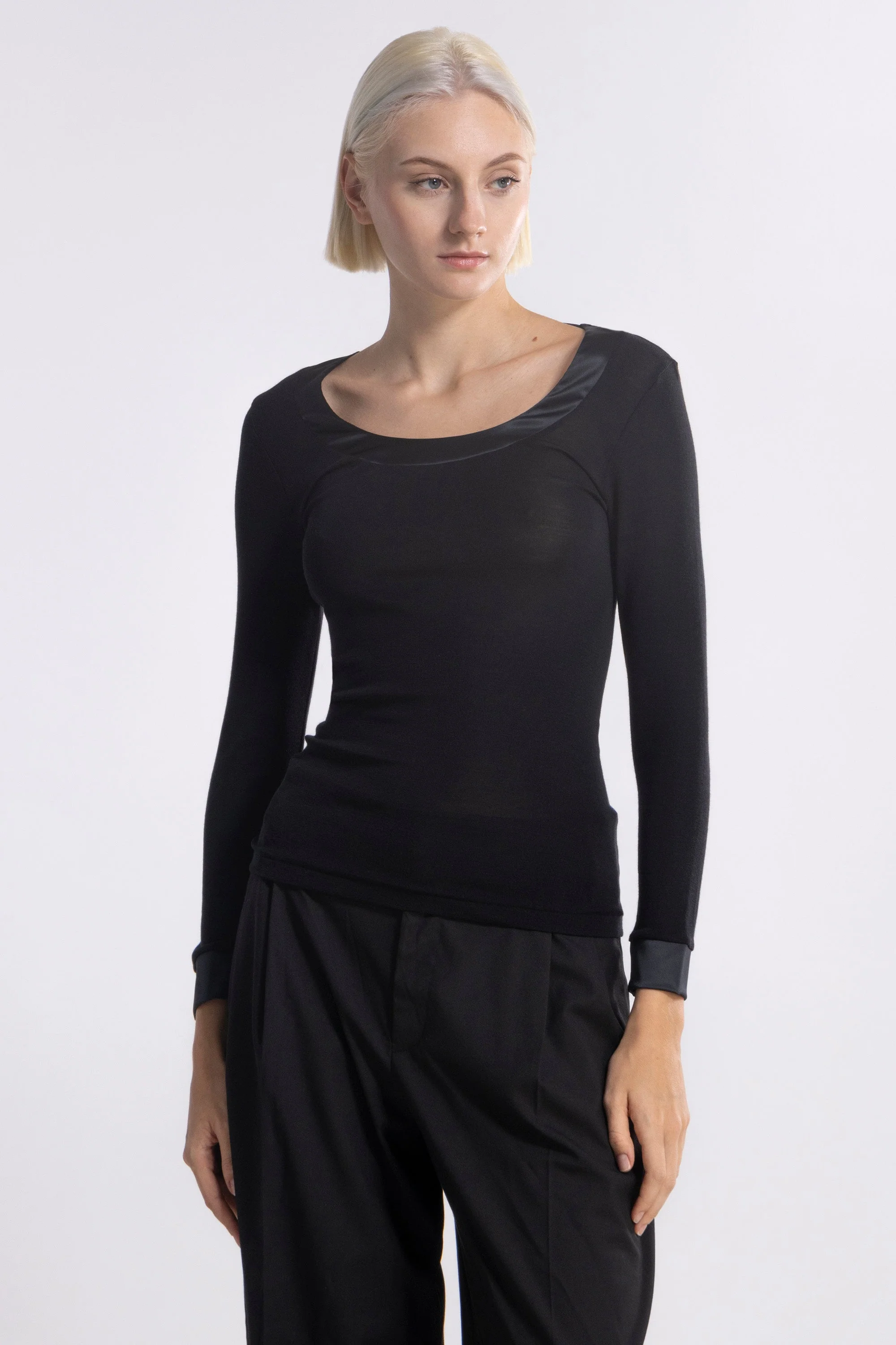 Longsleeves Woman Wool and Silk Shirt 4258 - Image 7