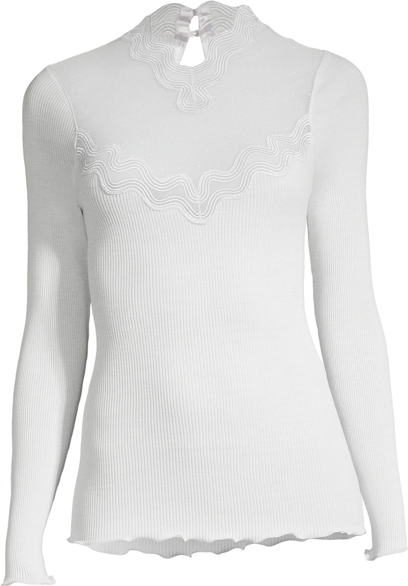 Longsleeve shirt in wool and silk with carré and plumetis motif 6657 - Image 3