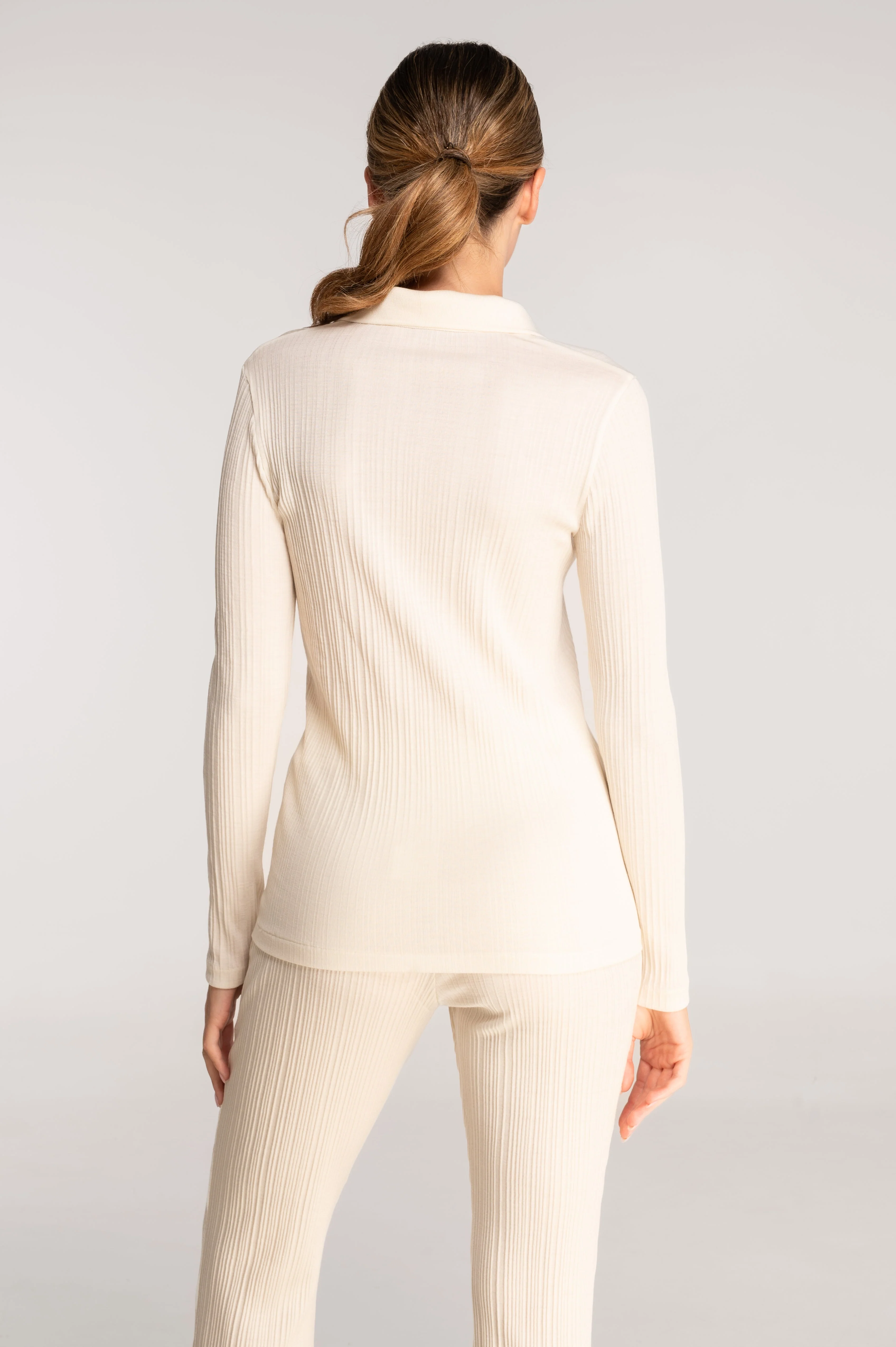 Wool and silk long sleeves polo shirt 7460 - Image 9