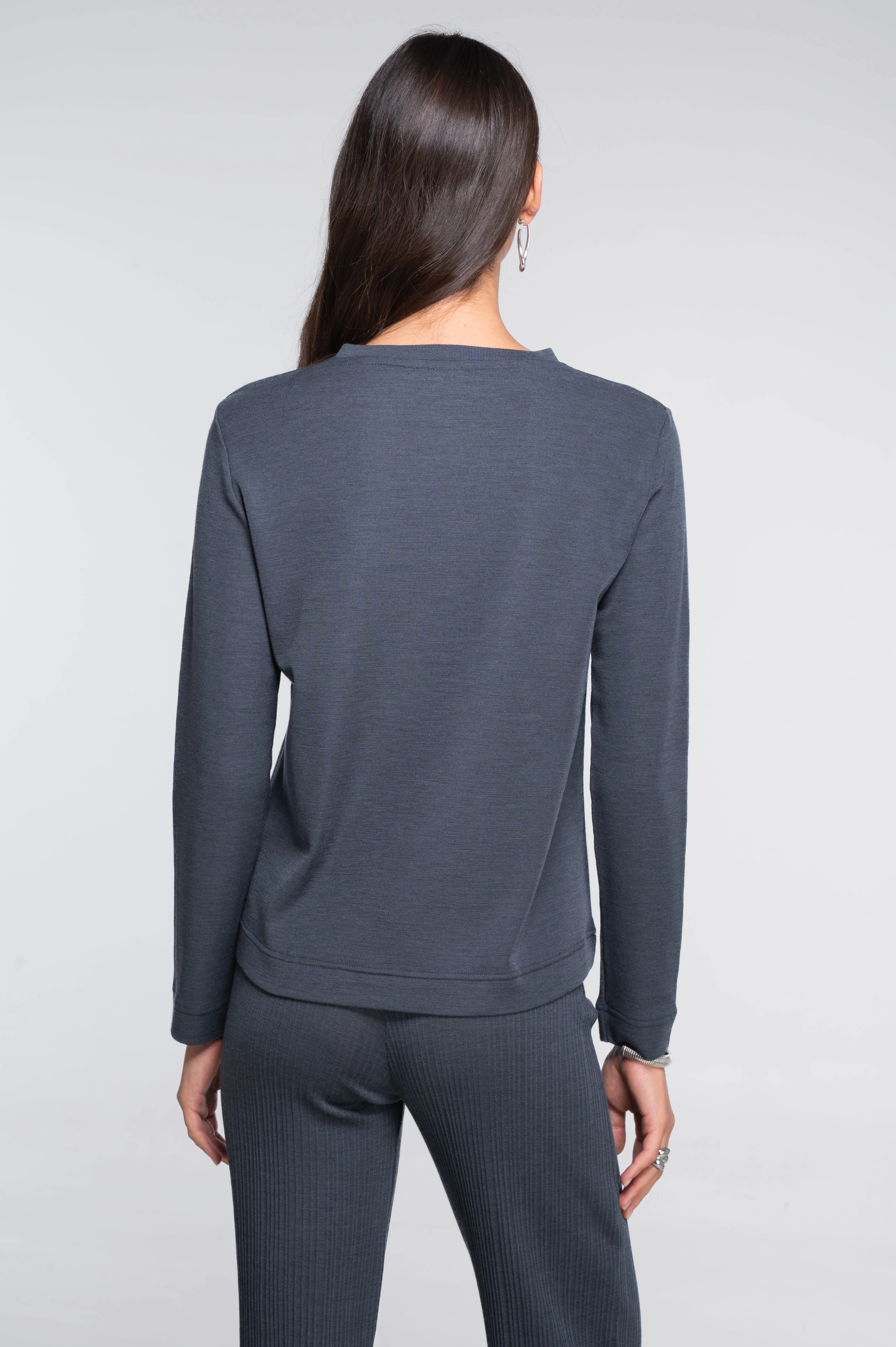 Wool and silk long sleeves roundneck shirt 7637 - Image 14