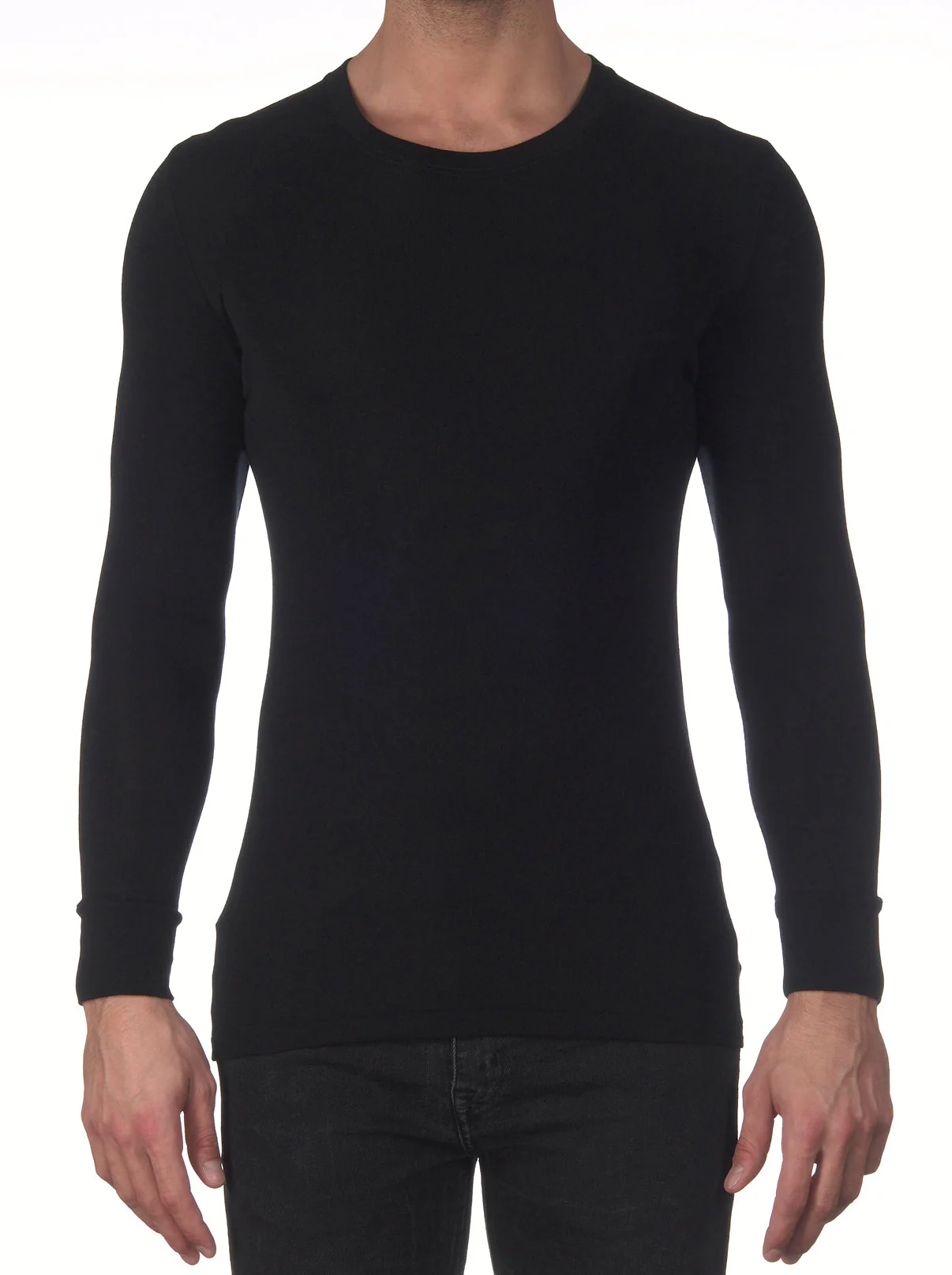 Men's long-sleeve wool and silk roundneck shirt 626 - Image 4