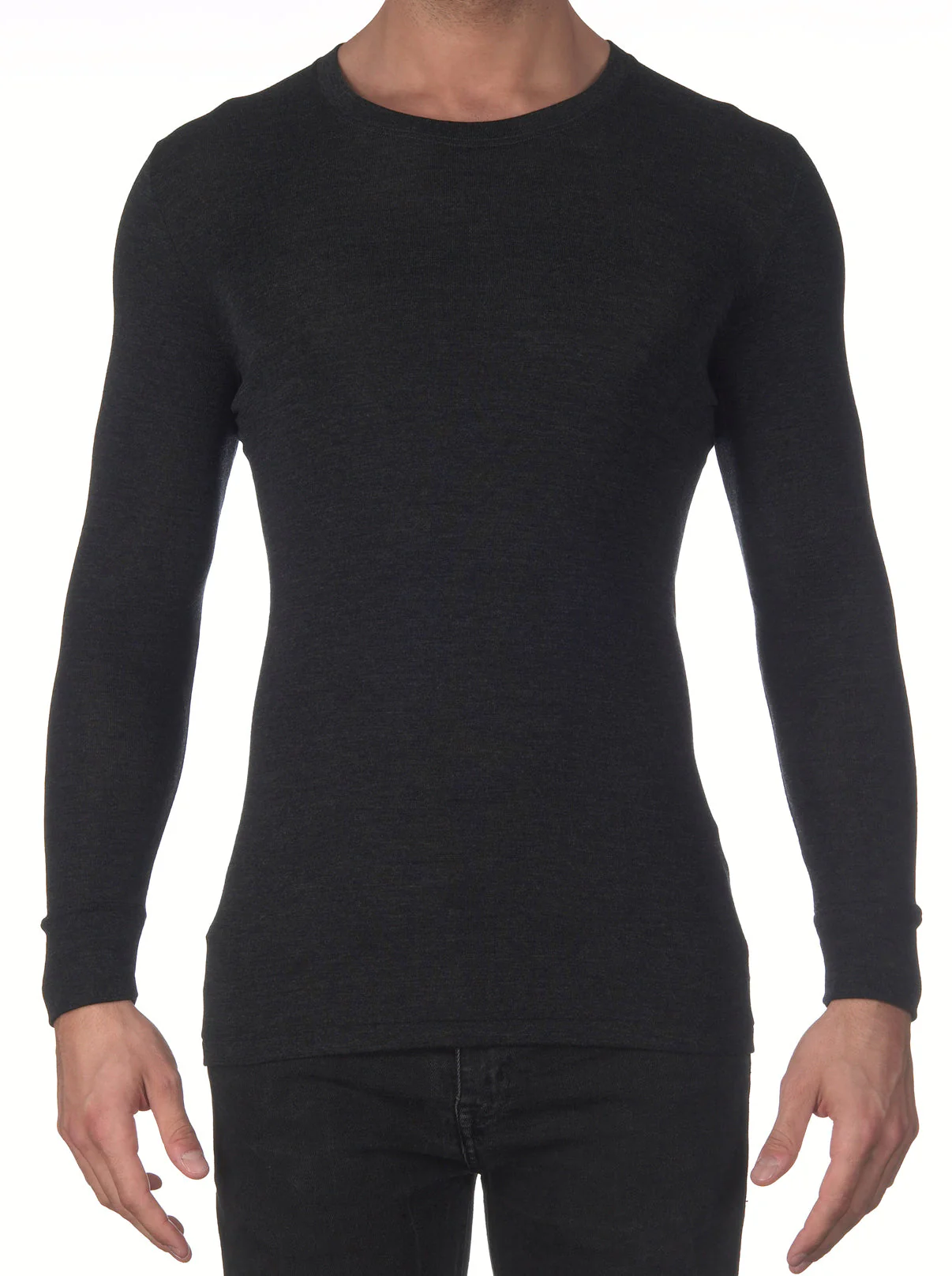 Men's long-sleeve wool and silk roundneck shirt 626 - Image 6