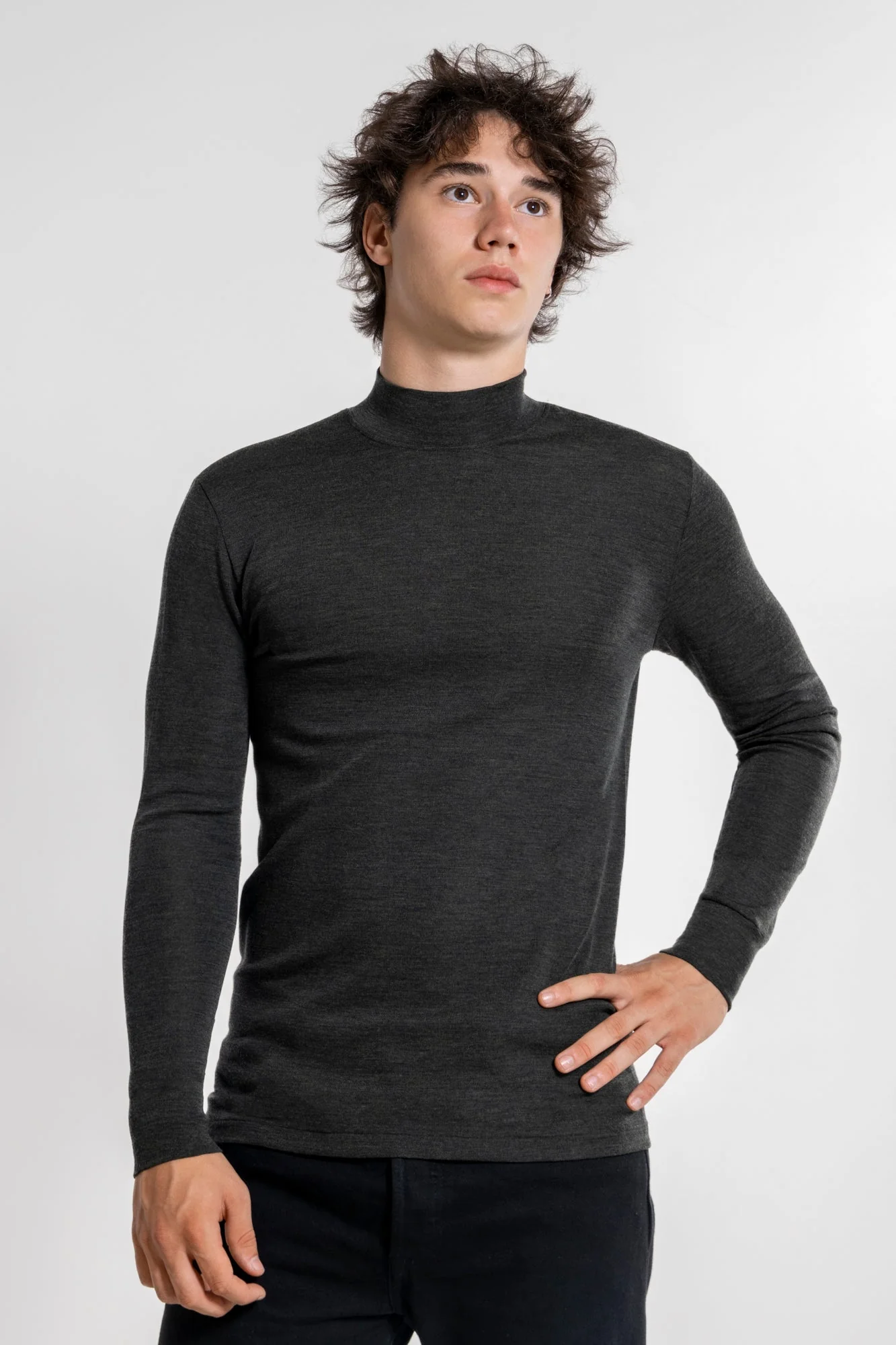 Men's mock turtleneck in wool and silk 628 - Image 8